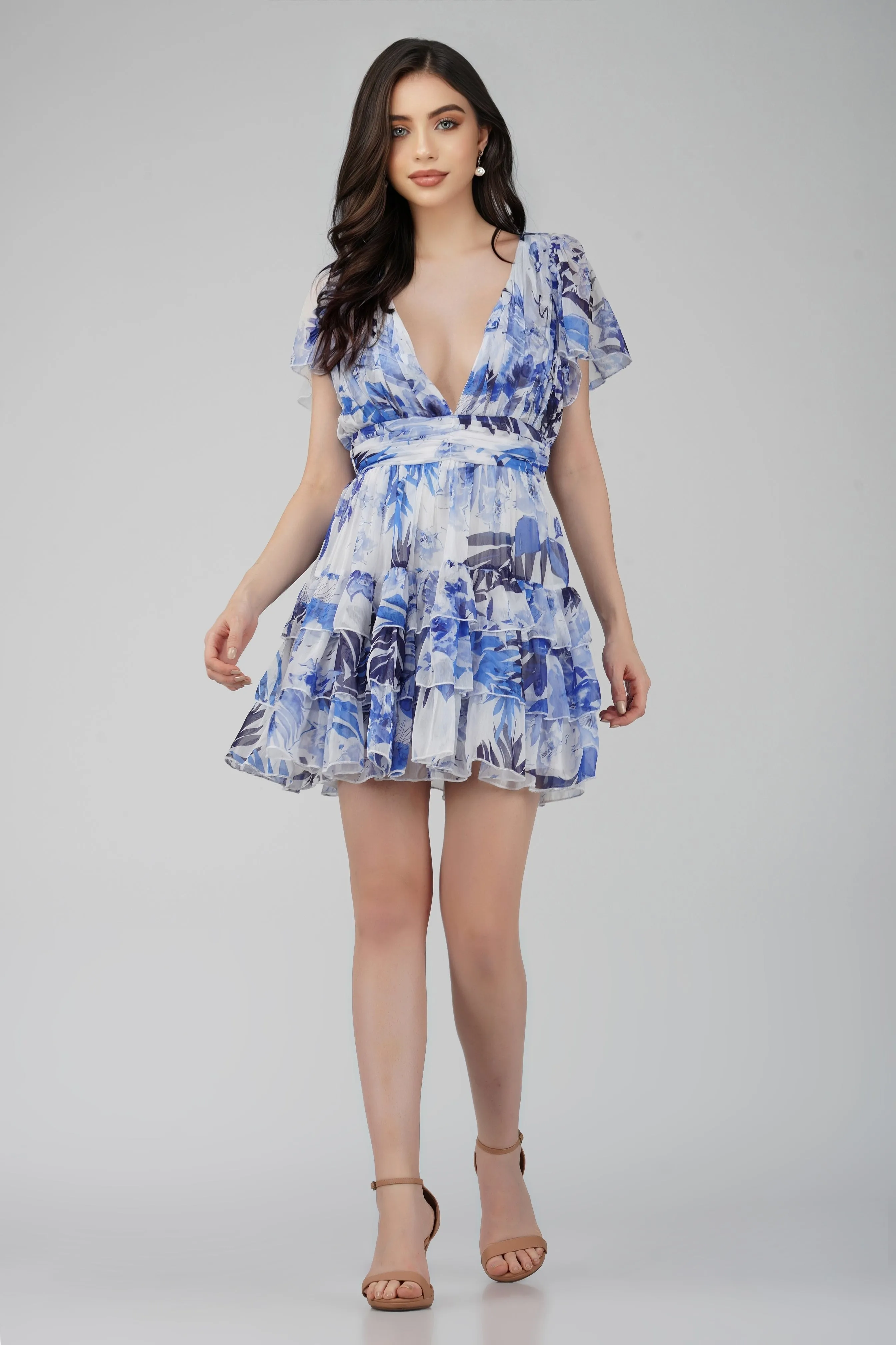 Madison Blue Printed Chiffon Mini Dress sold by Lace & Beads product image thumbnail 4