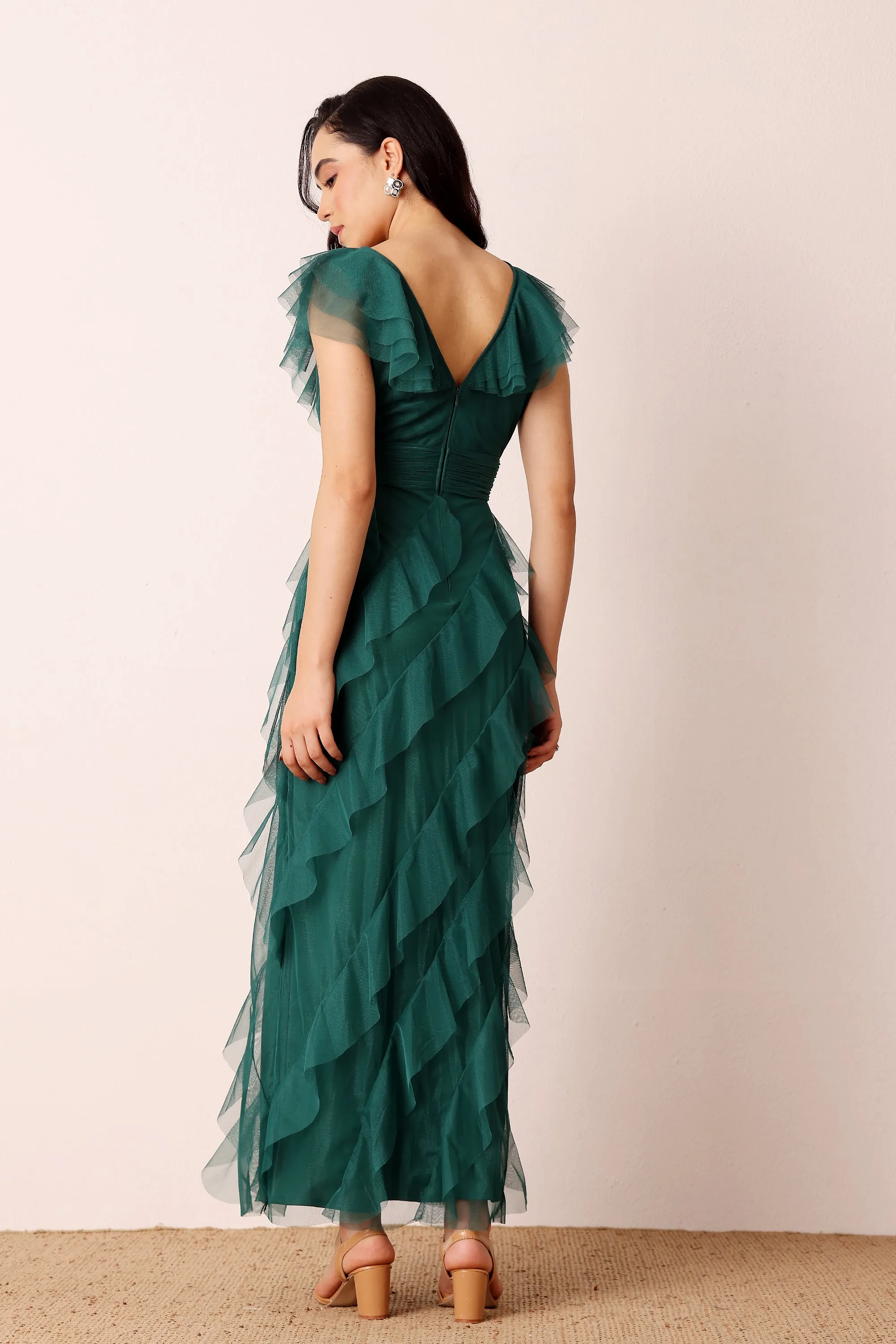 Carpathia Maxi Dress in Emerald Green sold by Lace & Beads product image thumbnail 3