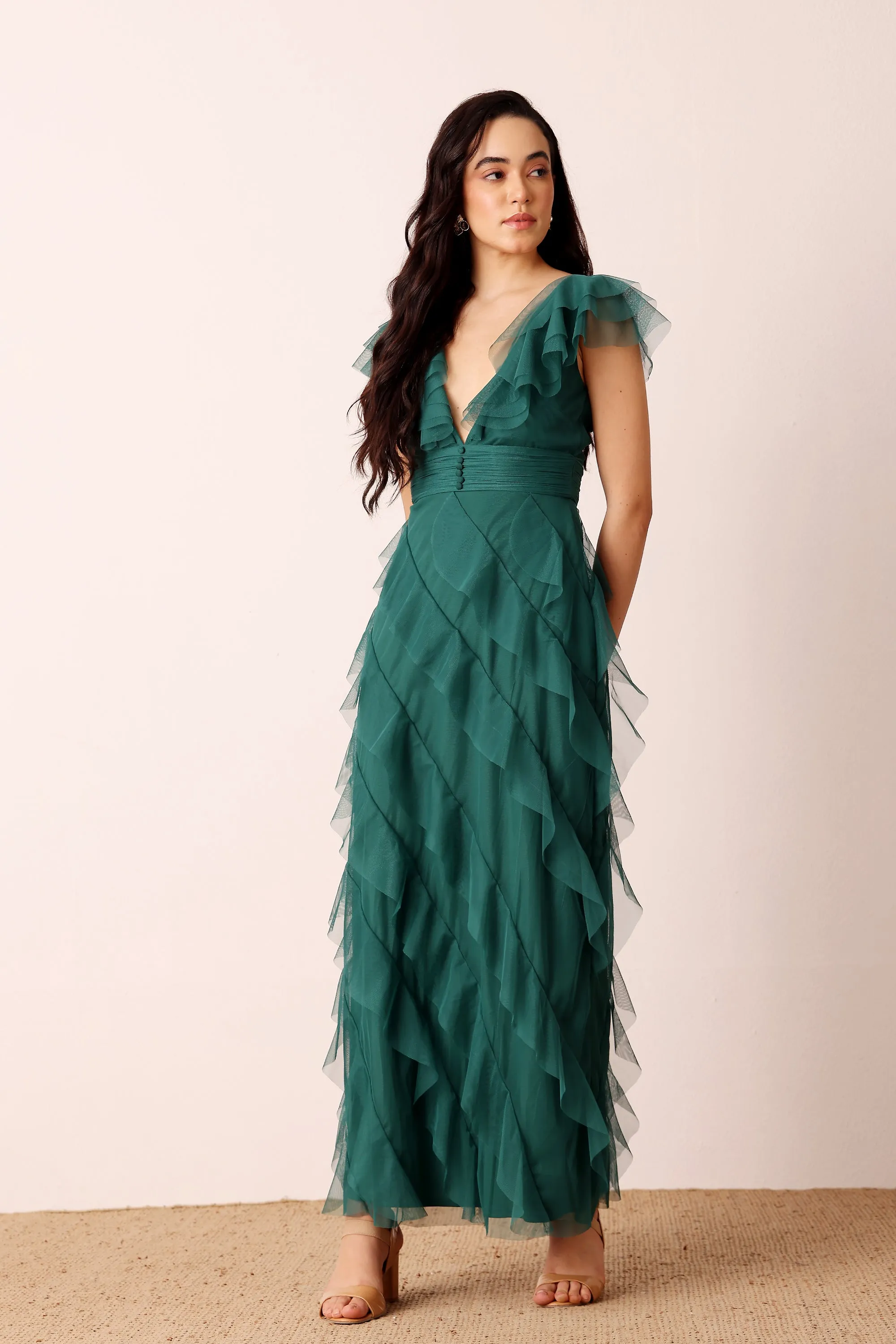 Carpathia Maxi Dress in Emerald Green sold by Lace & Beads product image thumbnail 5