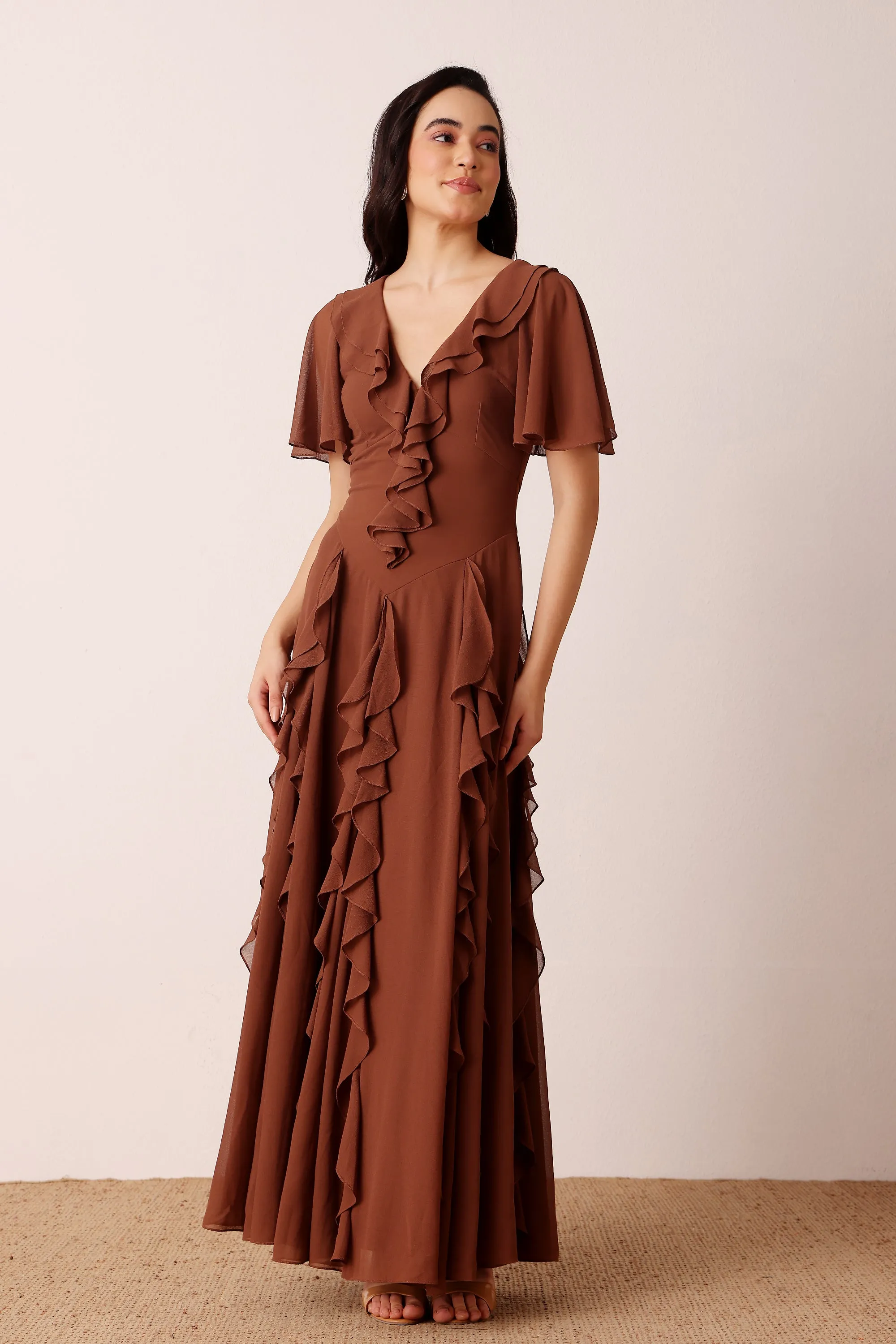 Hertia Maxi Dress in Mocha Brown sold by Lace & Beads product image thumbnail 3