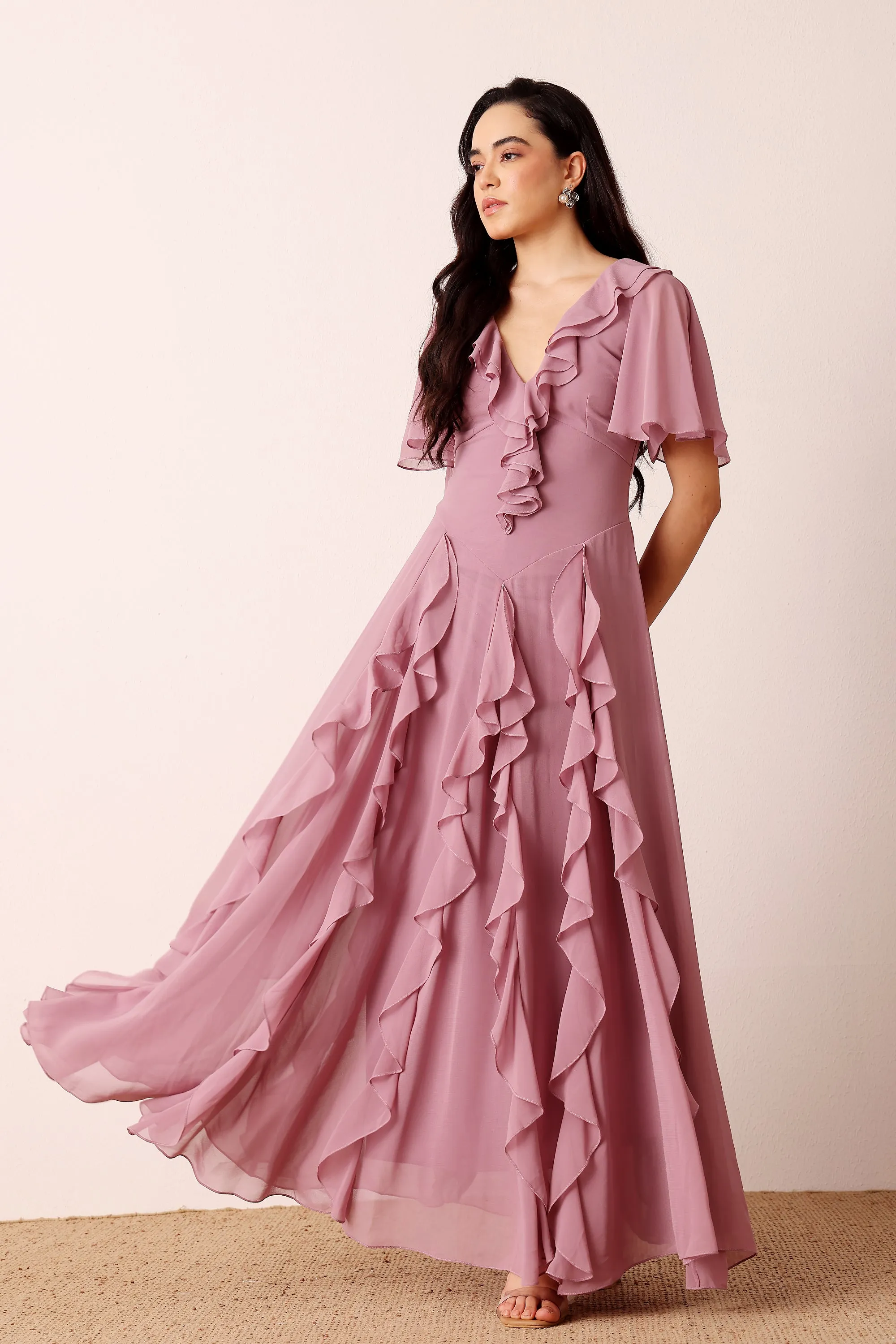 Hertia Maxi Dress in Dusty Lilac sold by Lace & Beads product image thumbnail 4