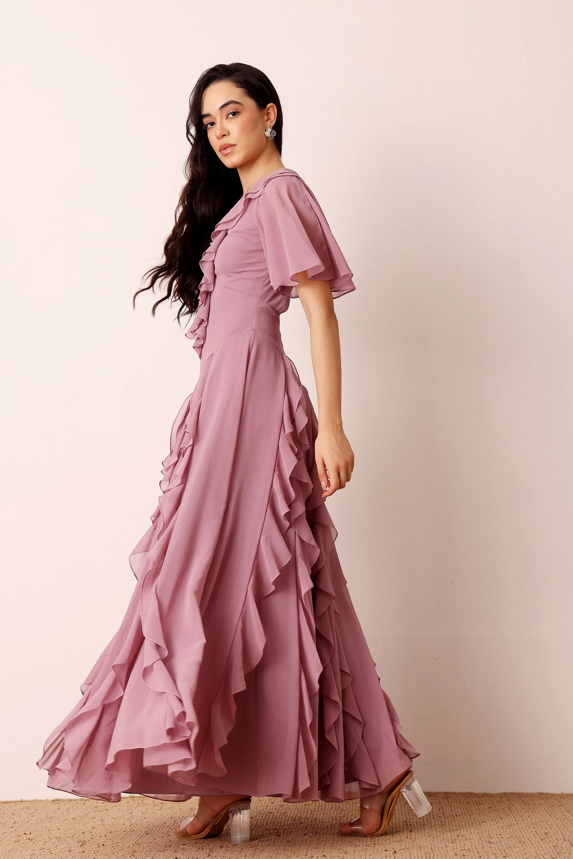 Hertia Maxi Dress in Dusty Lilac sold by Lace & Beads