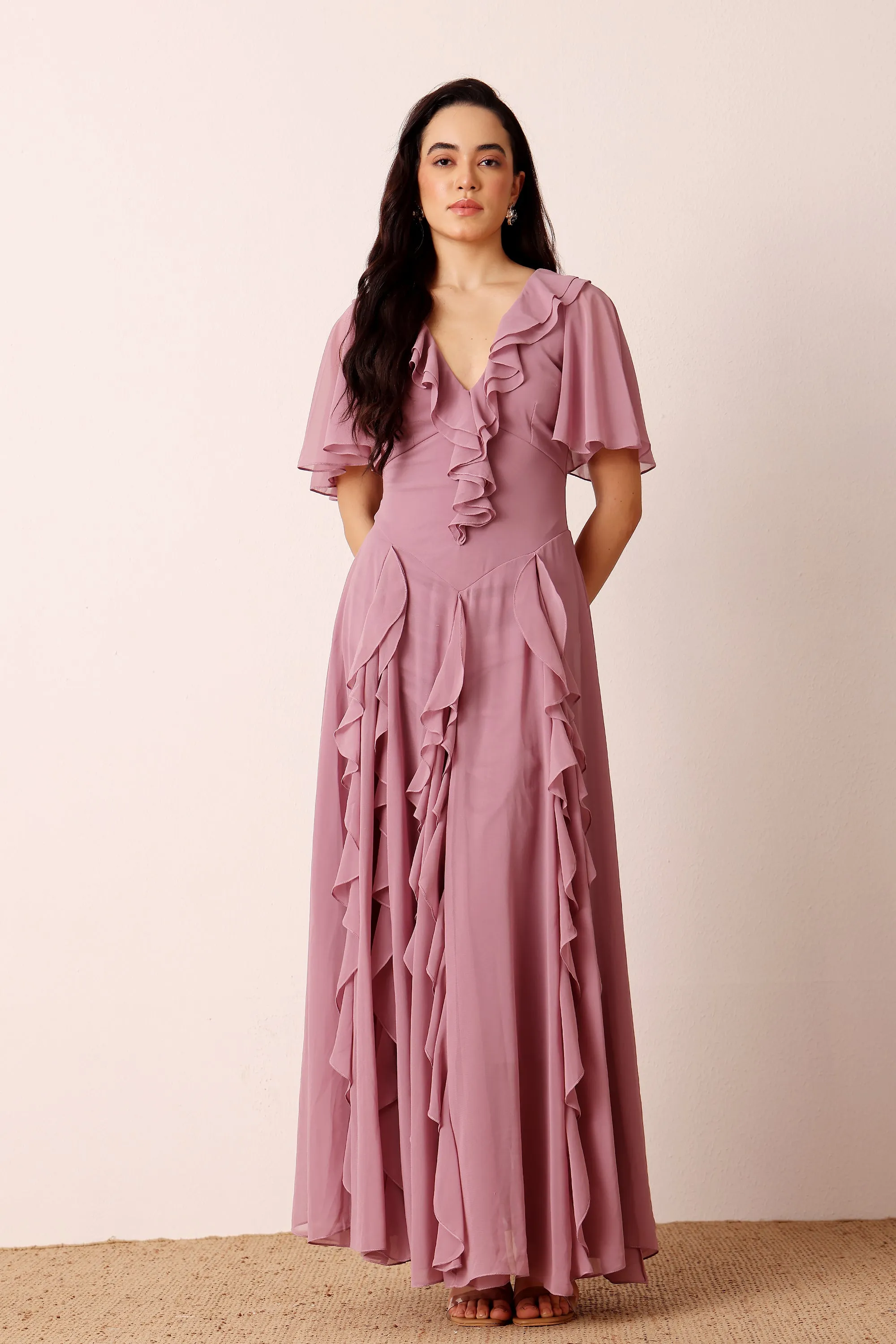 Hertia Maxi Dress in Dusty Lilac sold by Lace & Beads product image thumbnail 3