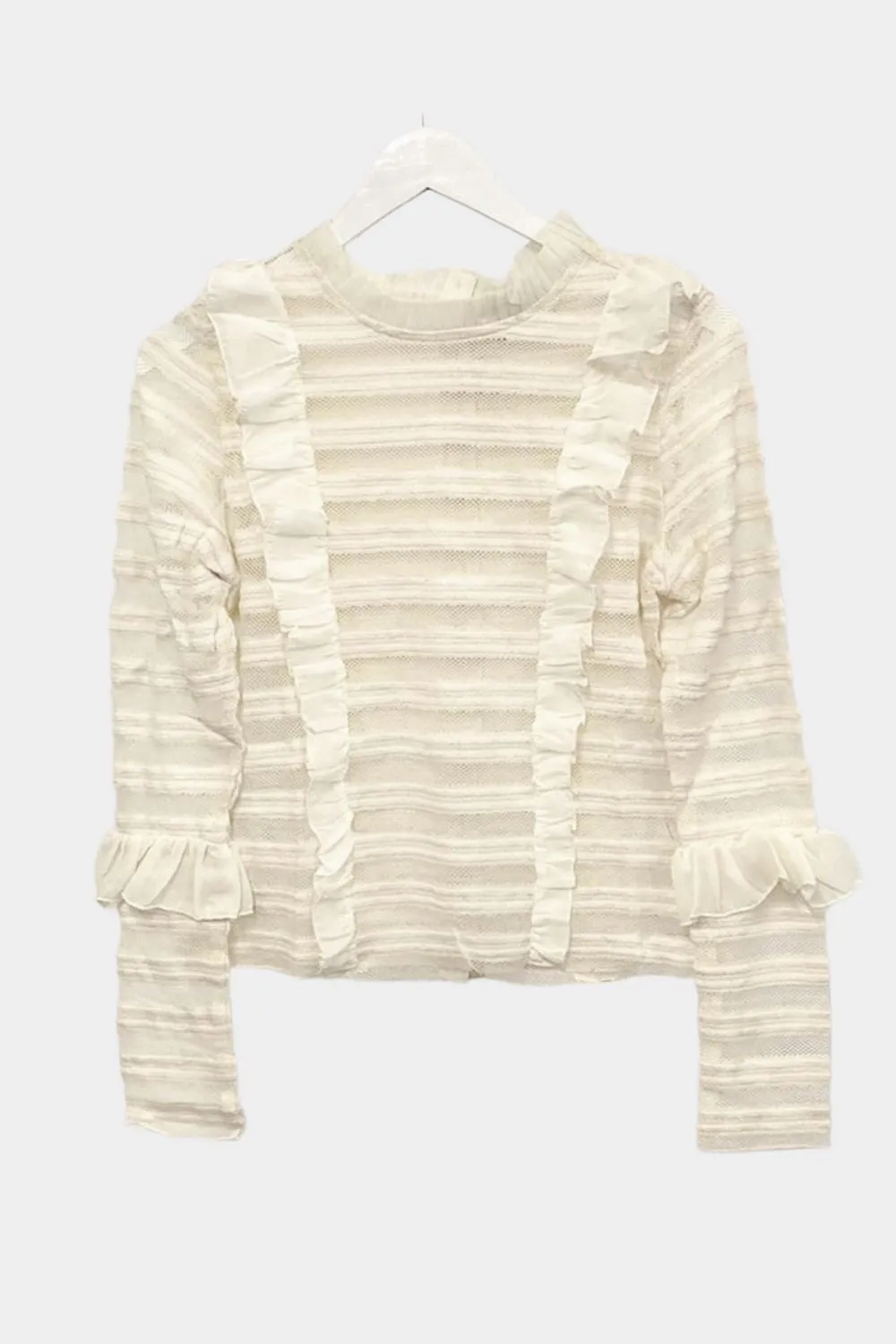 Caladium Long Sleeve White Mesh Top sold by Lace & Beads product image thumbnail 2