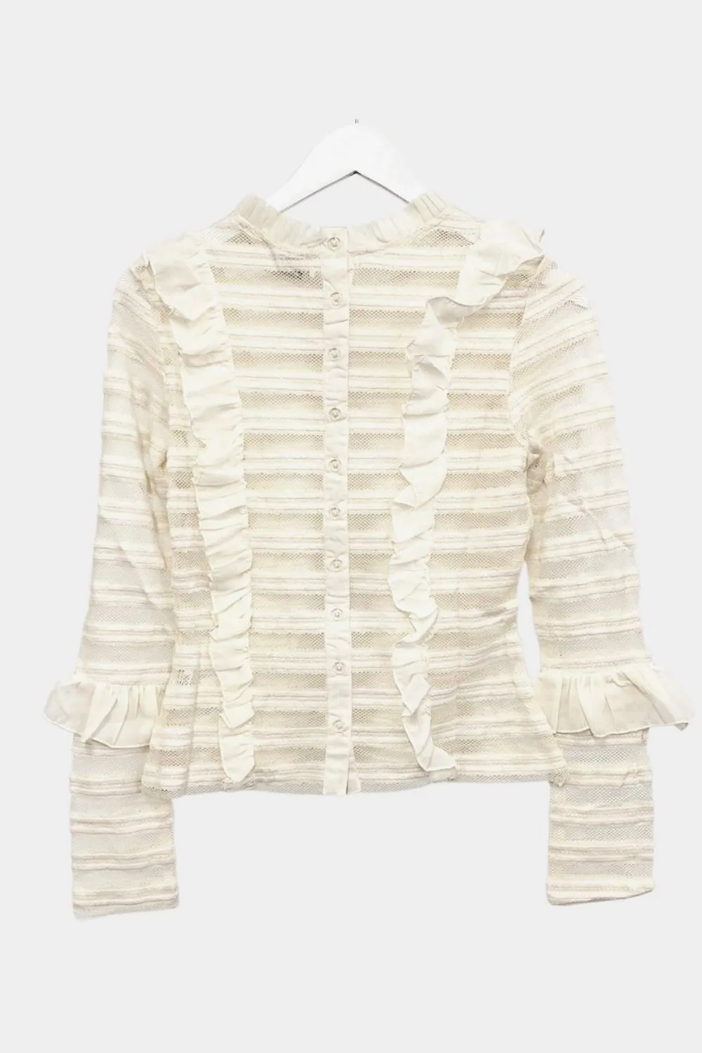 Caladium Long Sleeve White Mesh Top sold by Lace & Beads product image thumbnail 5