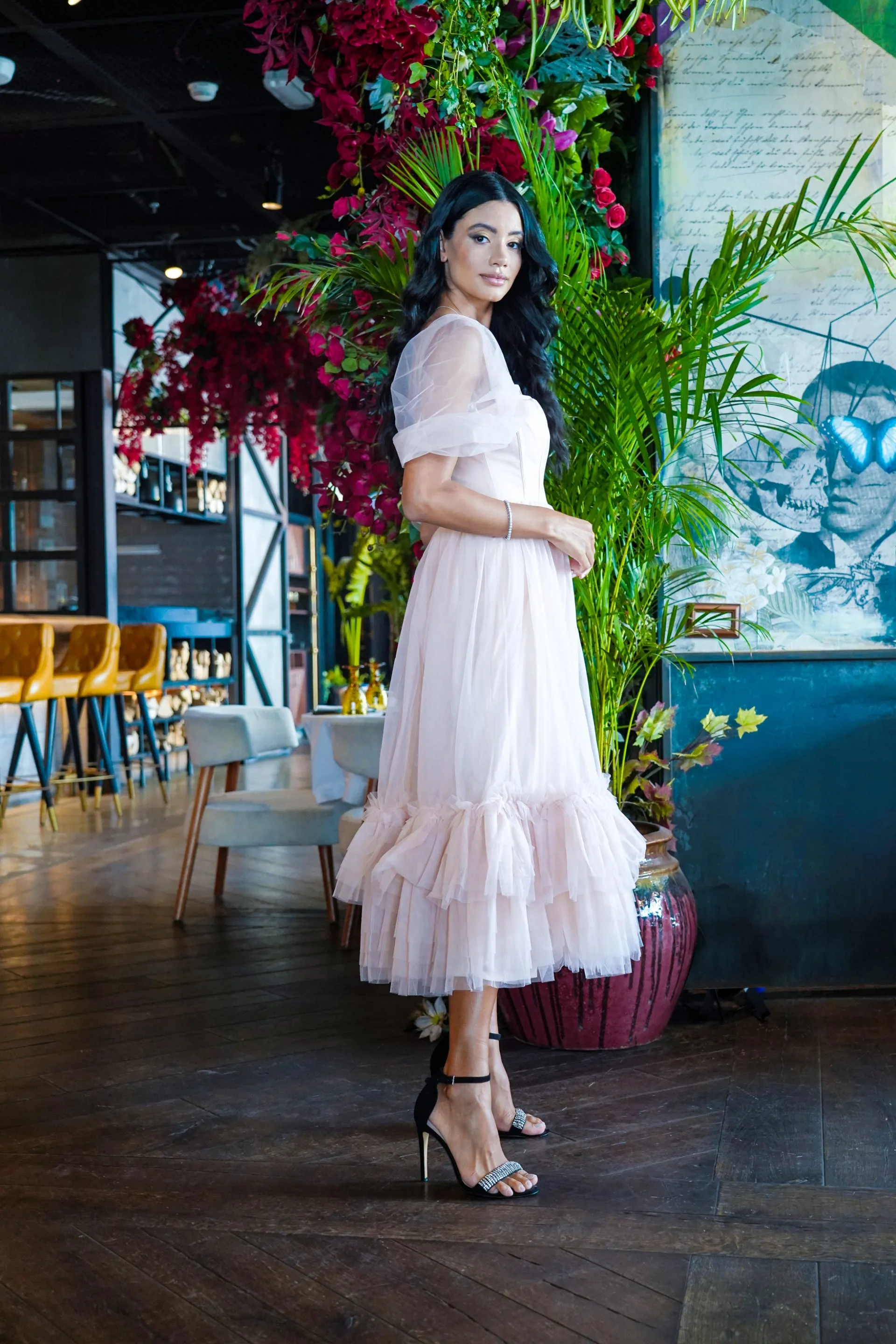 Jayne Nude Tulle Midi Dress sold by Lace & Beads product image thumbnail 2