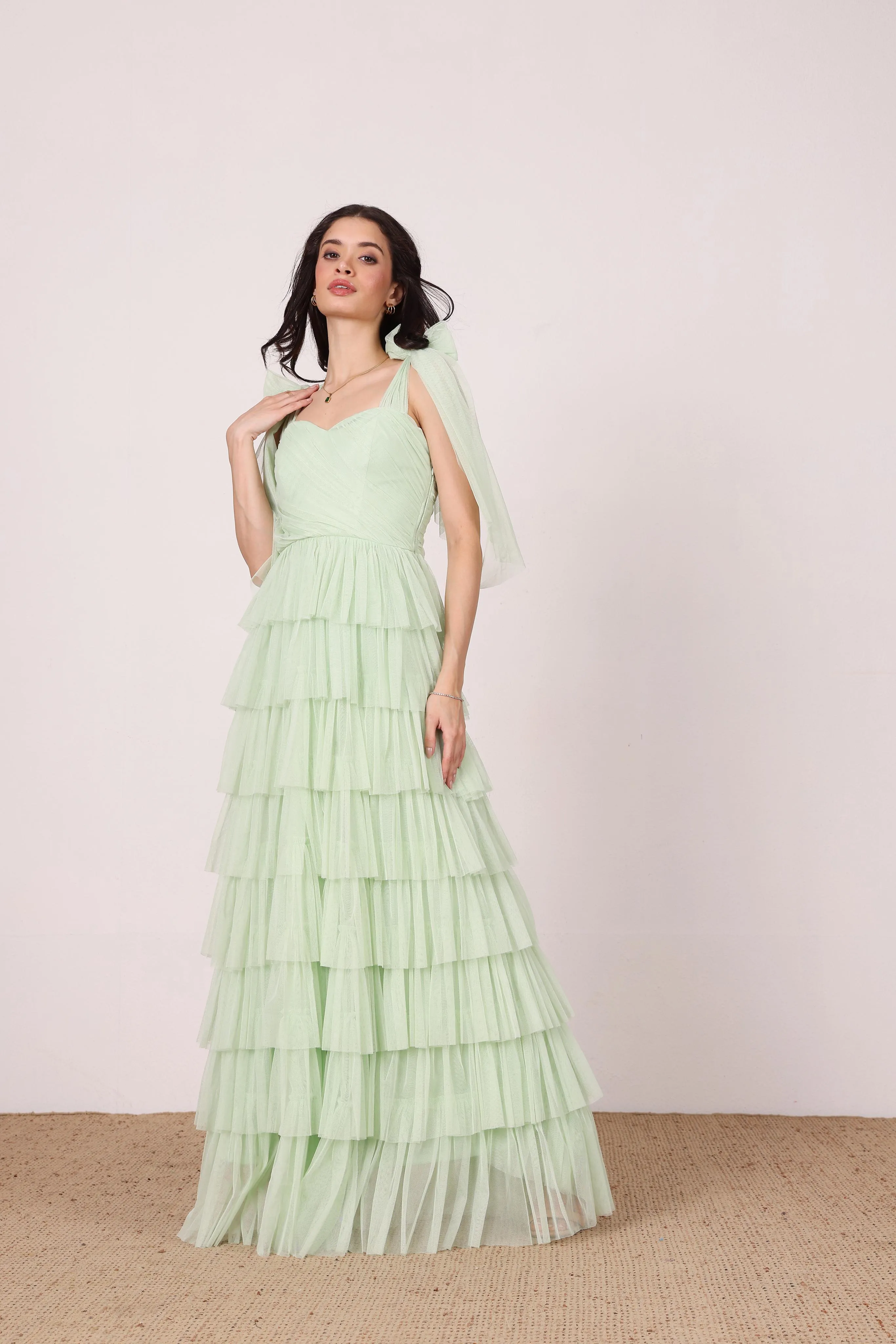 Ophelia Sage Green Maxi Dress with Tie Detail sold by Lace & Beads product image thumbnail 5