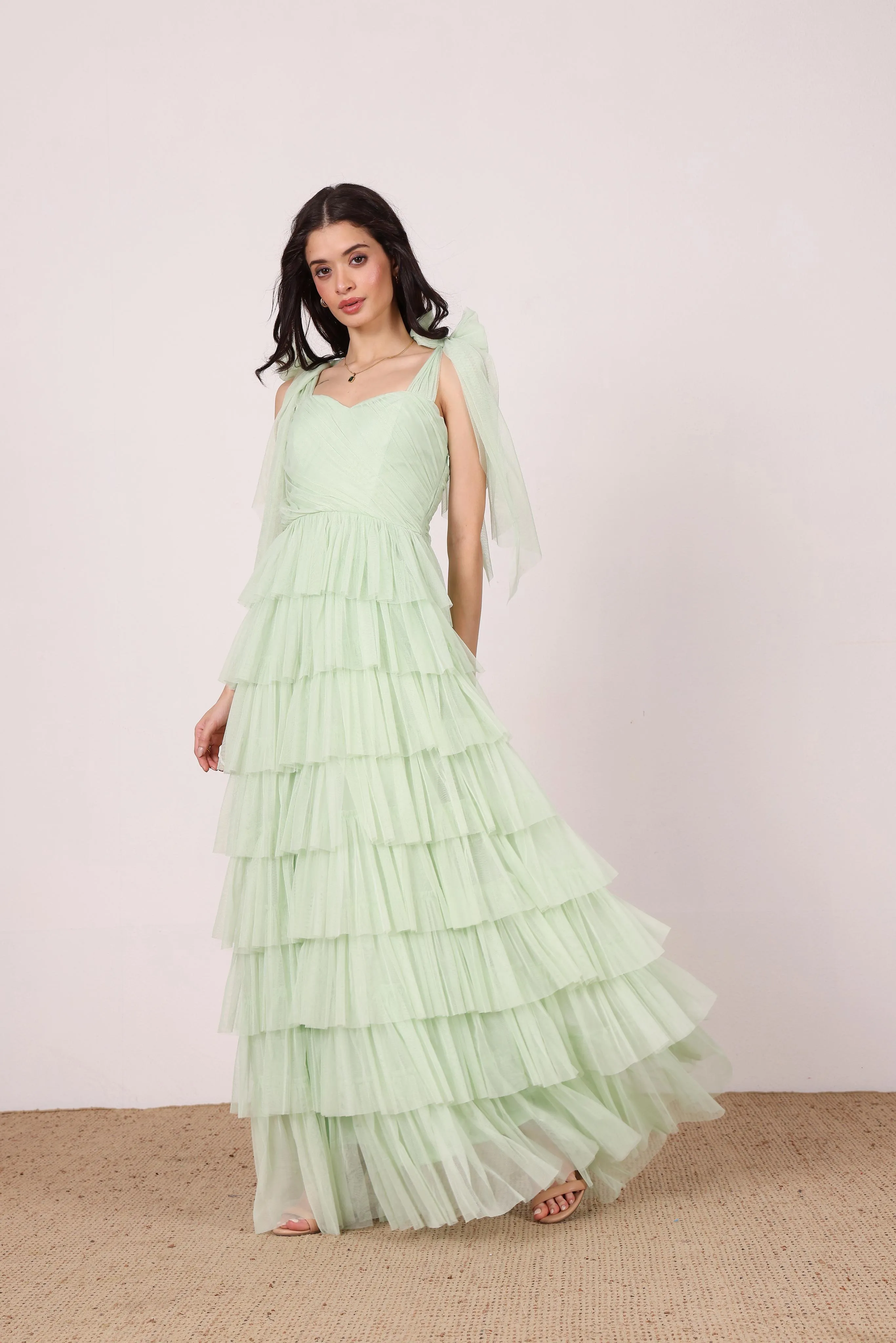 Ophelia Sage Green Maxi Dress with Tie Detail sold by Lace & Beads product image thumbnail 4