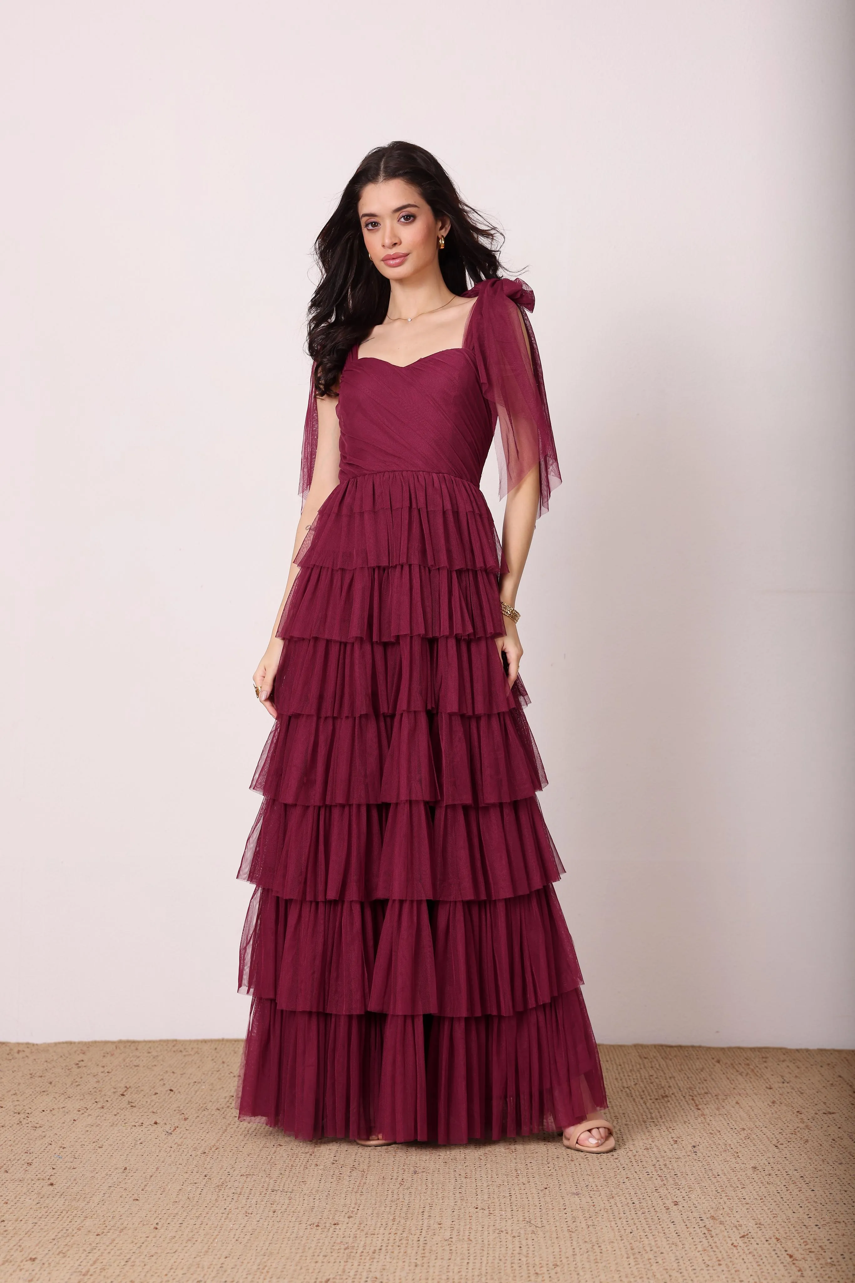 Ophelia Fig Maxi Dress with Tie Detail sold by Lace & Beads product image thumbnail 4