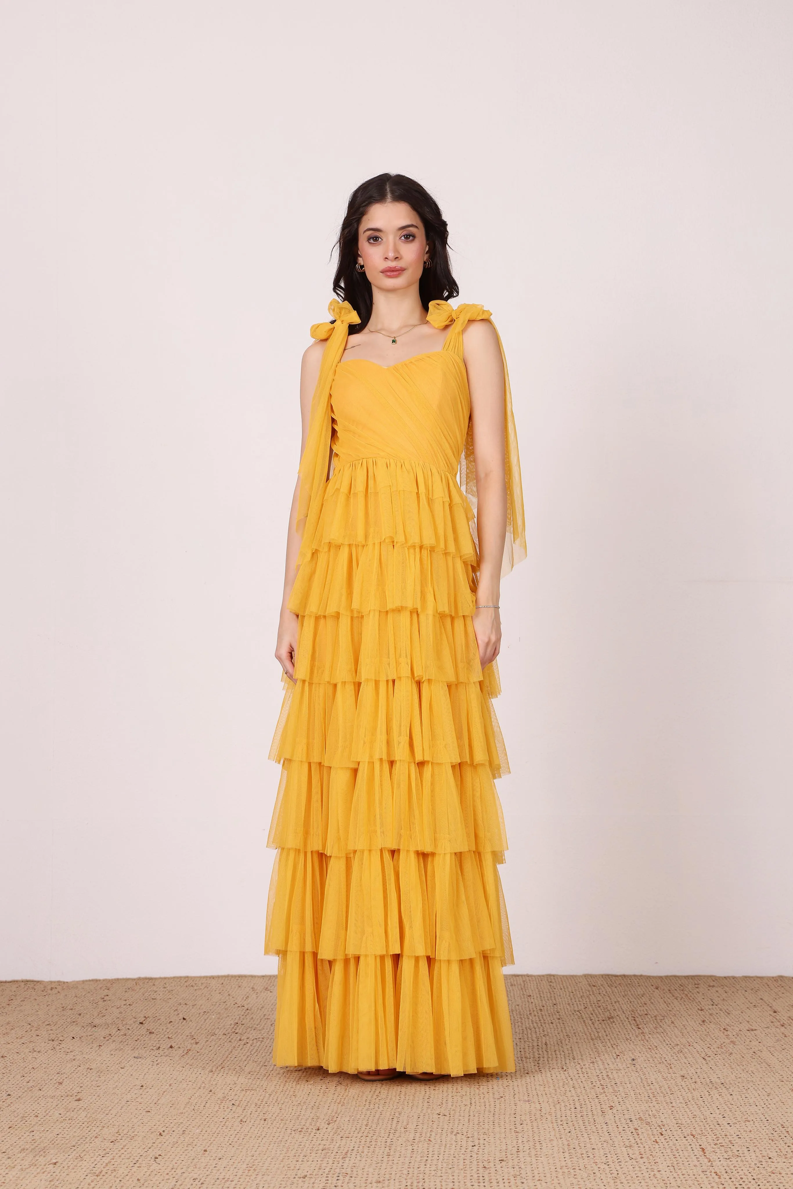 Ophelia Butterscotch Maxi Dress with Tie Detail sold by Lace & Beads product image thumbnail 2