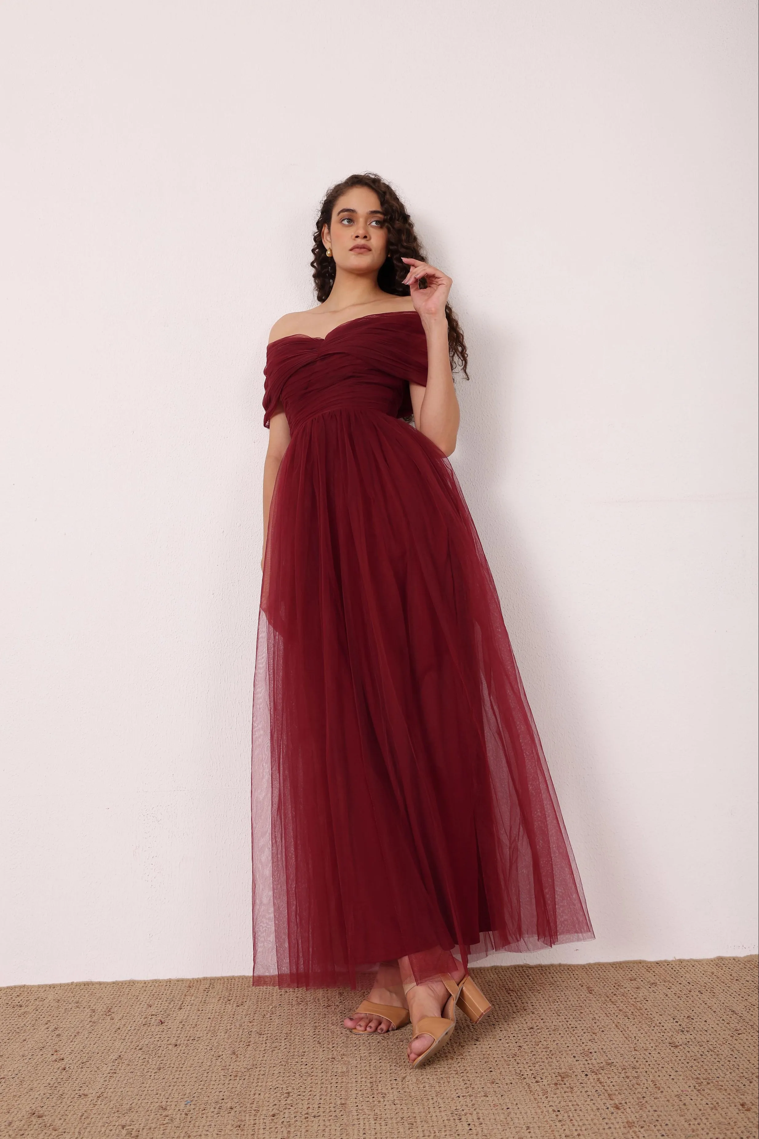 Gillian Maxi Dress in Wine sold by Lace & Beads