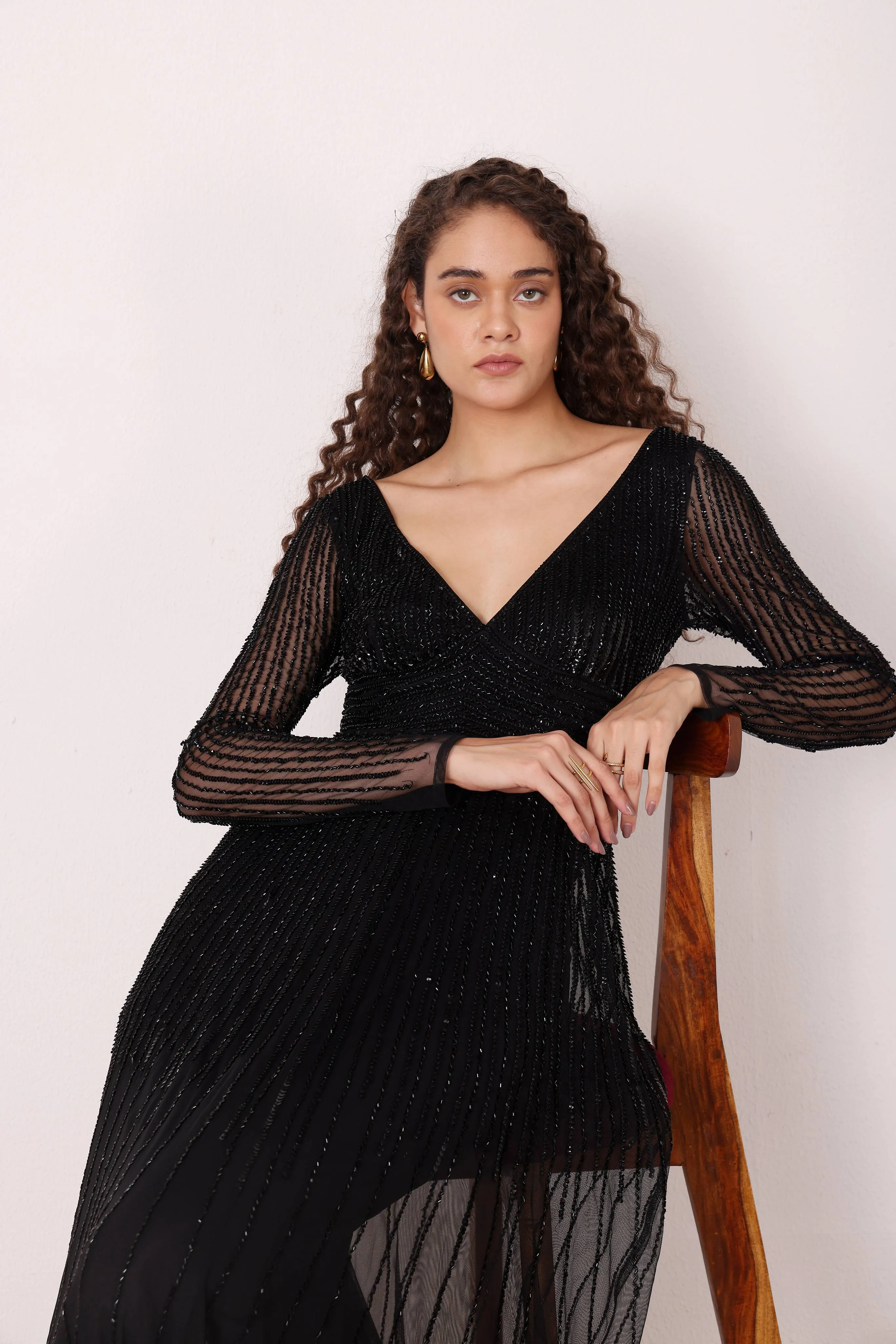 Laura Embellished Maxi Dress in Black sold by Lace & Beads