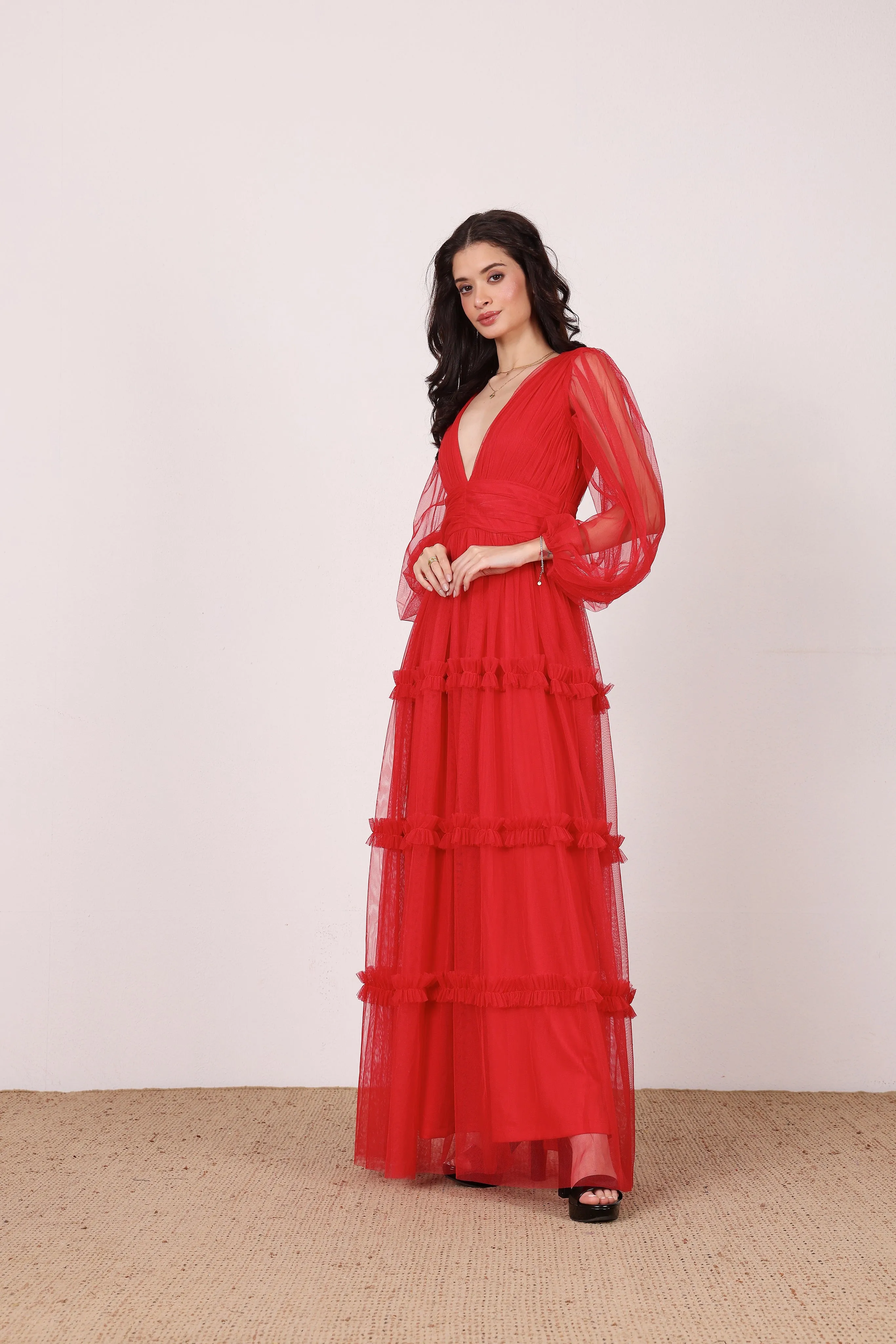 Lydia Maxi Dress in Red sold by Lace & Beads product image thumbnail 3