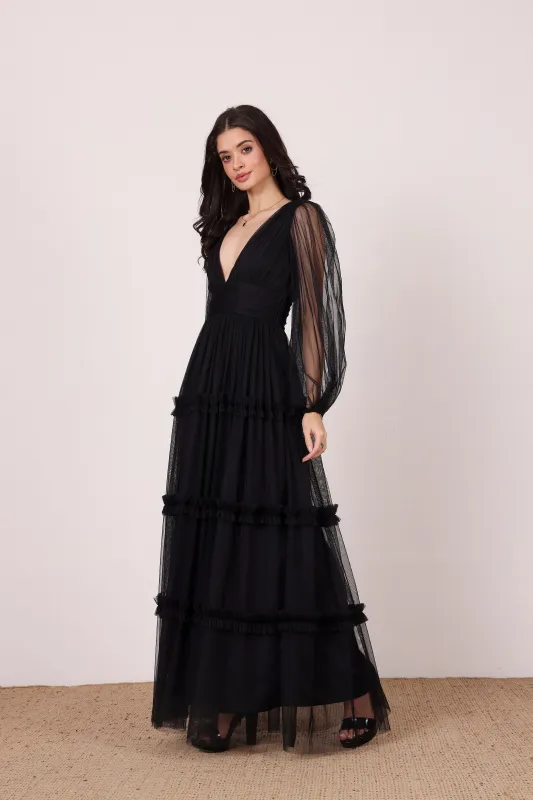 Lydia Maxi Dress in Black sold by Lace & Beads