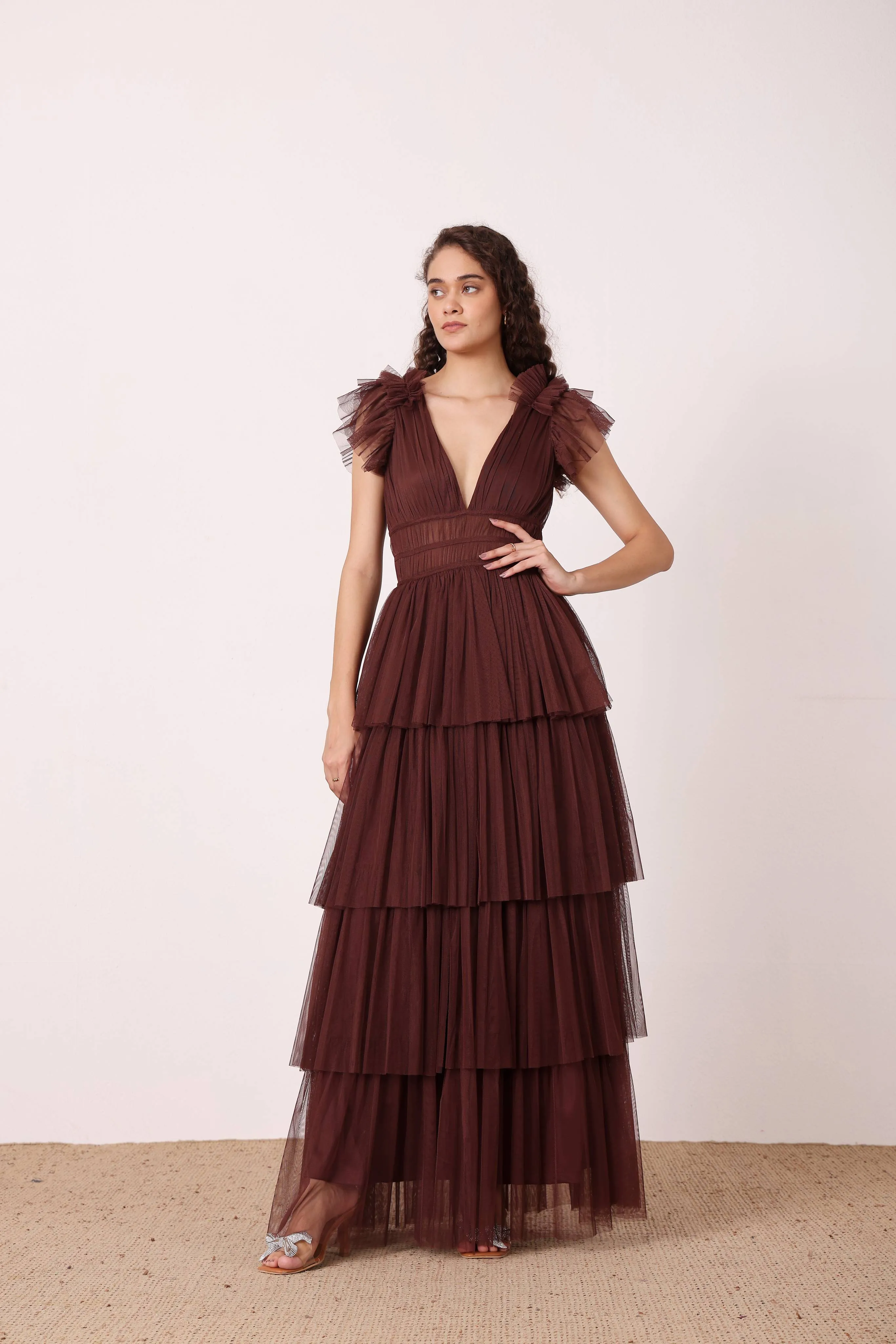 Naomi Maxi Dress in Deep Brown sold by Lace & Beads product image thumbnail 2