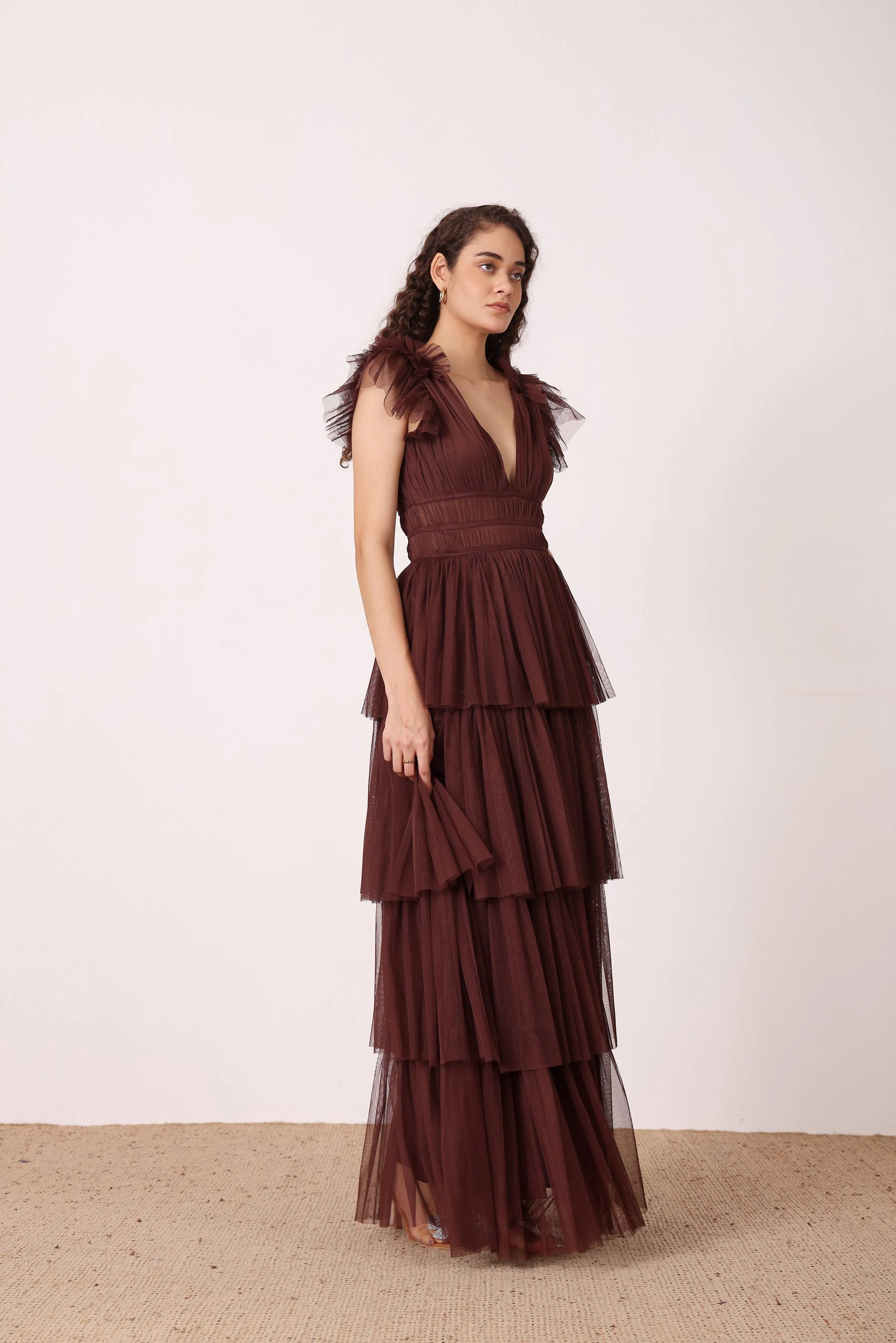 Naomi Maxi Dress in Deep Brown sold by Lace & Beads product image thumbnail 3