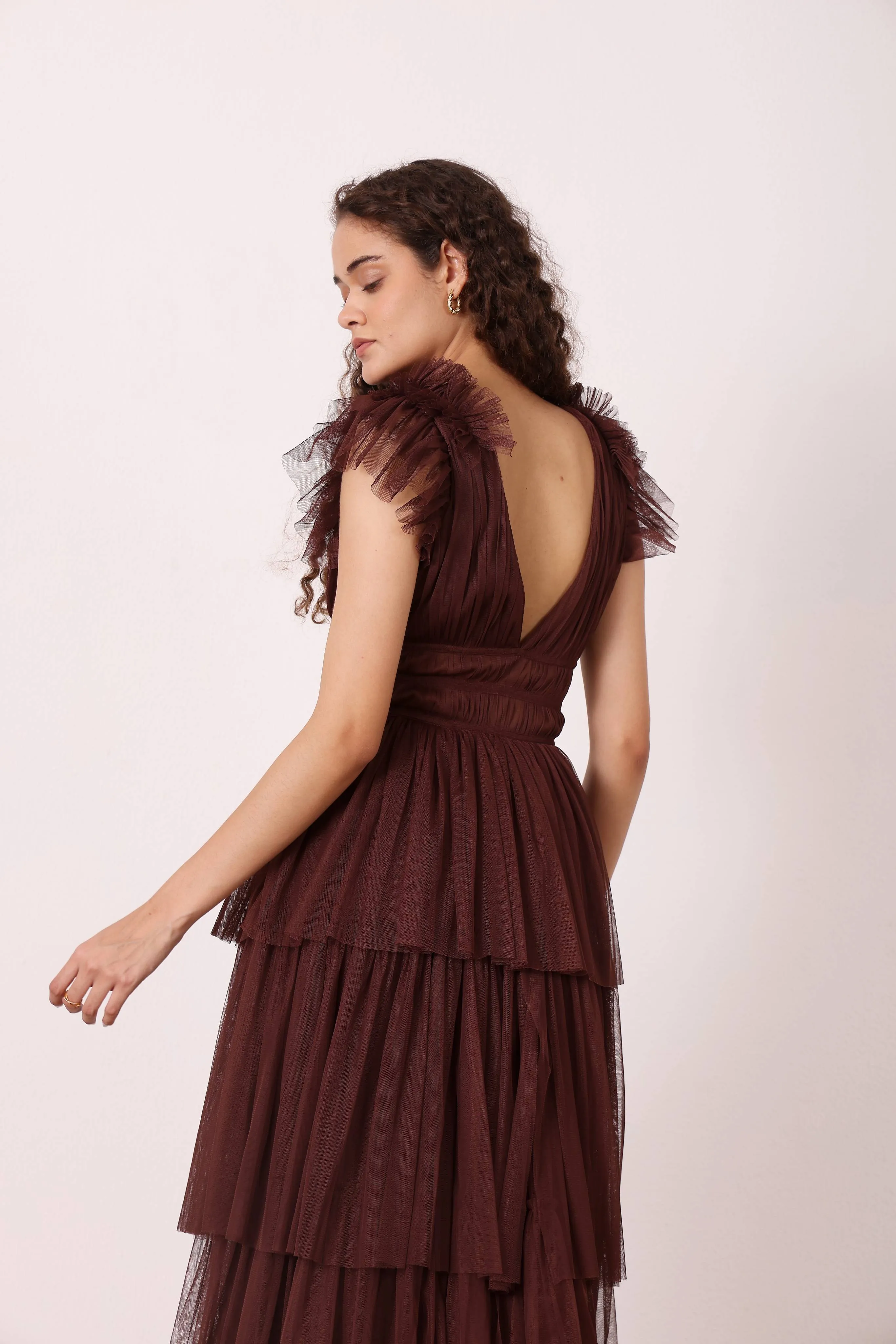 Naomi Maxi Dress in Deep Brown sold by Lace & Beads product image thumbnail 4