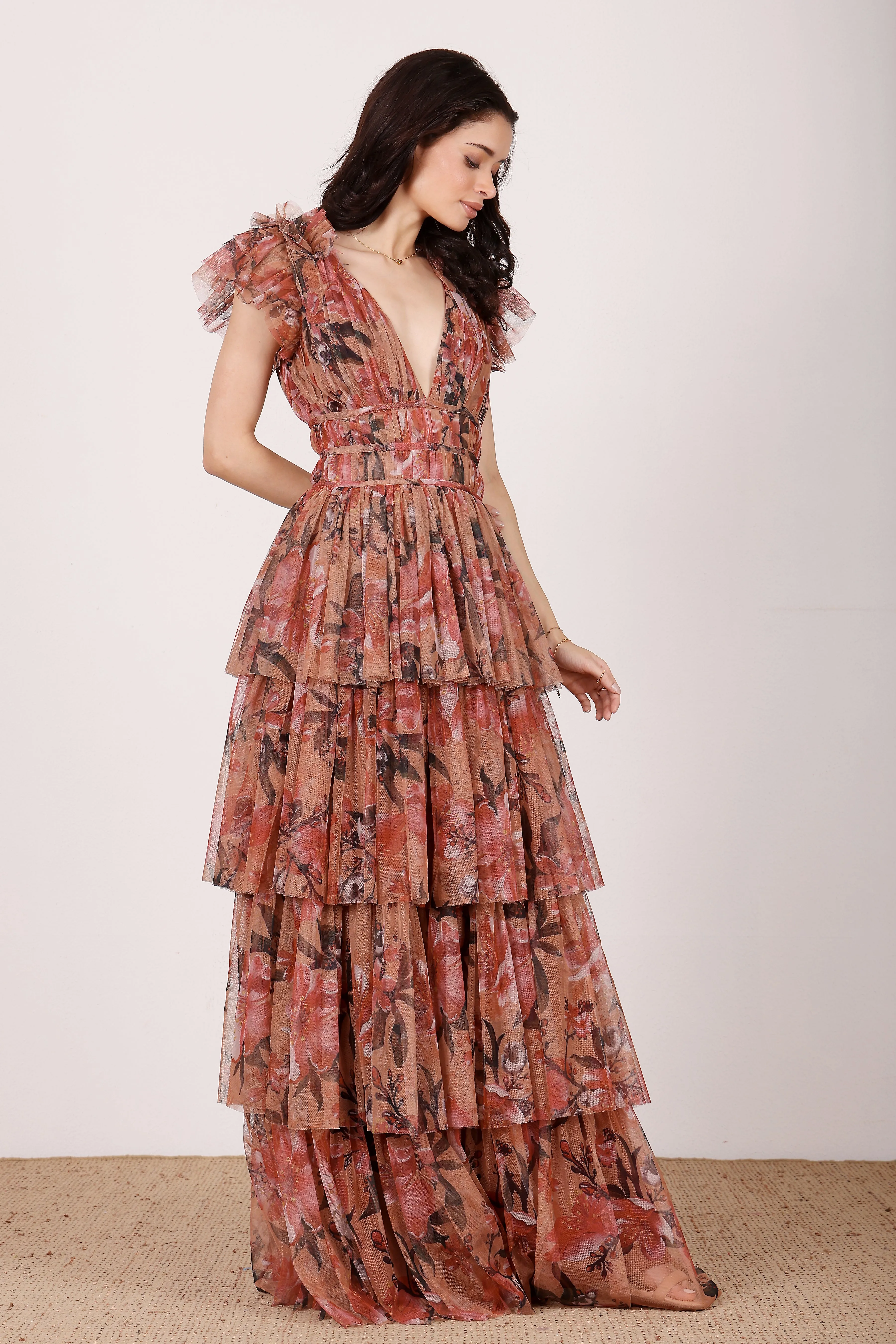Naomi Maxi Dress in Red Rose Floral sold by Lace & Beads product image thumbnail 5
