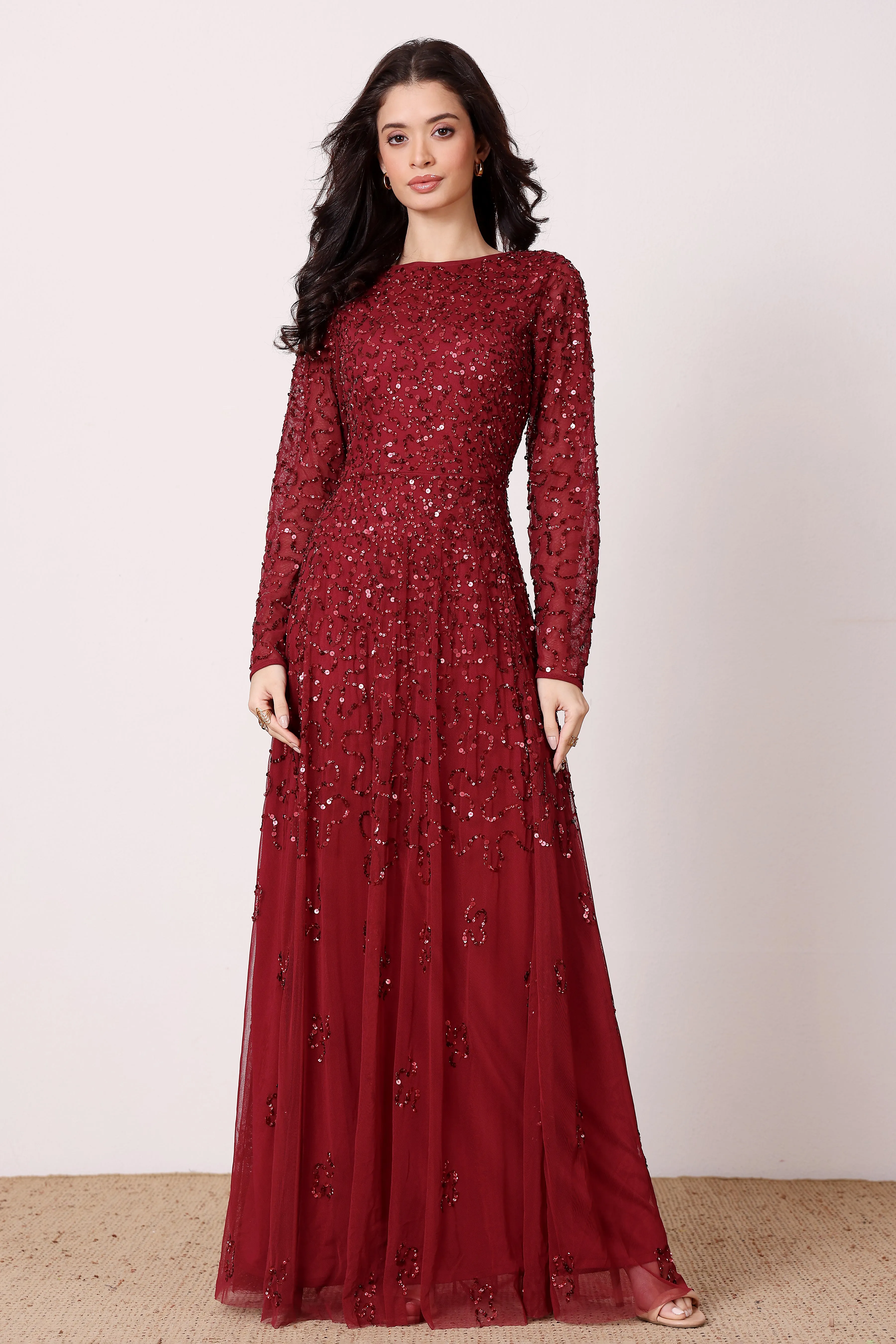 Sylvia Embellished Maxi Dress in Berry sold by Lace & Beads product image thumbnail 2