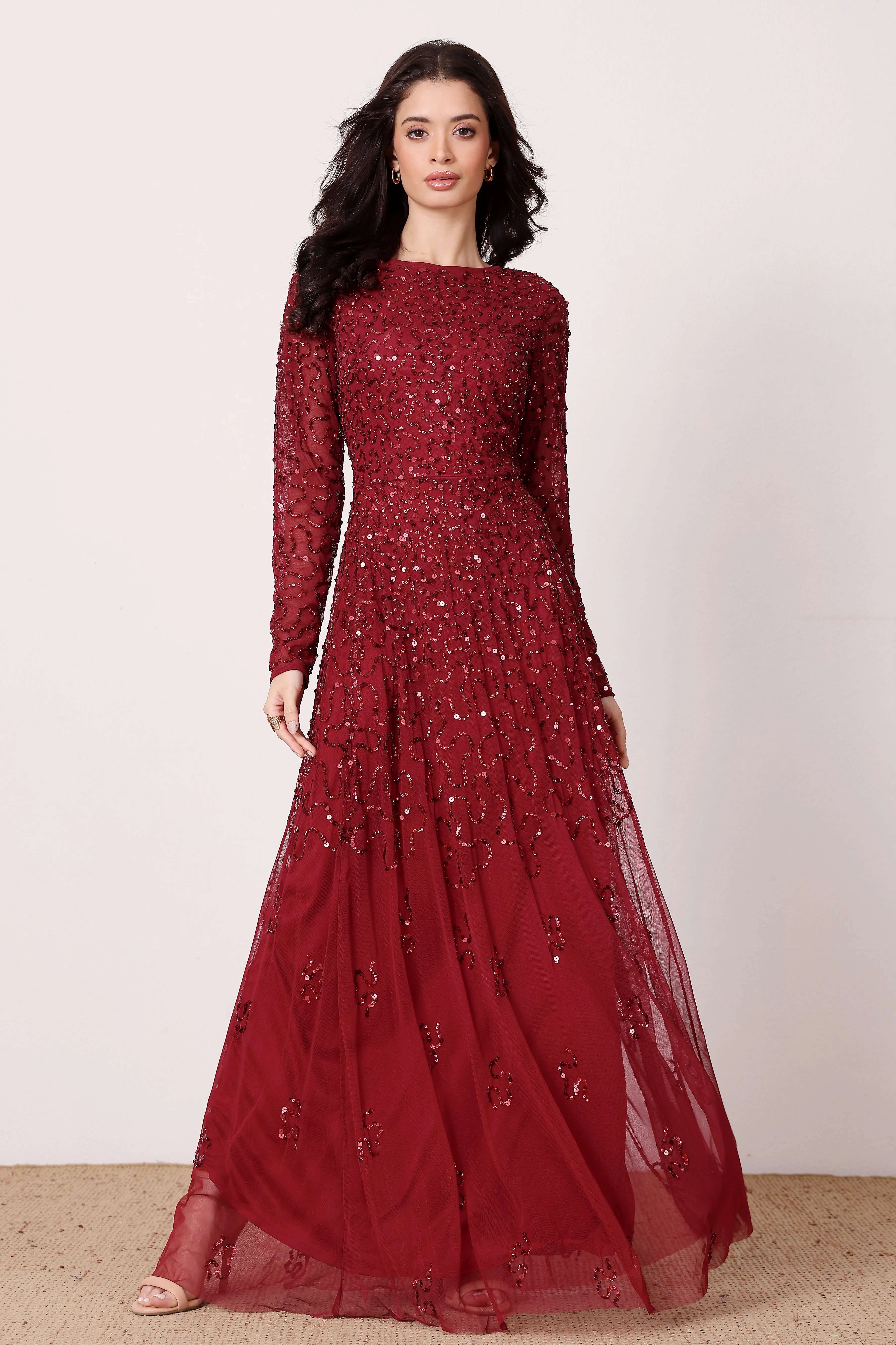 Sylvia Embellished Maxi Dress in Berry sold by Lace & Beads product image thumbnail 3
