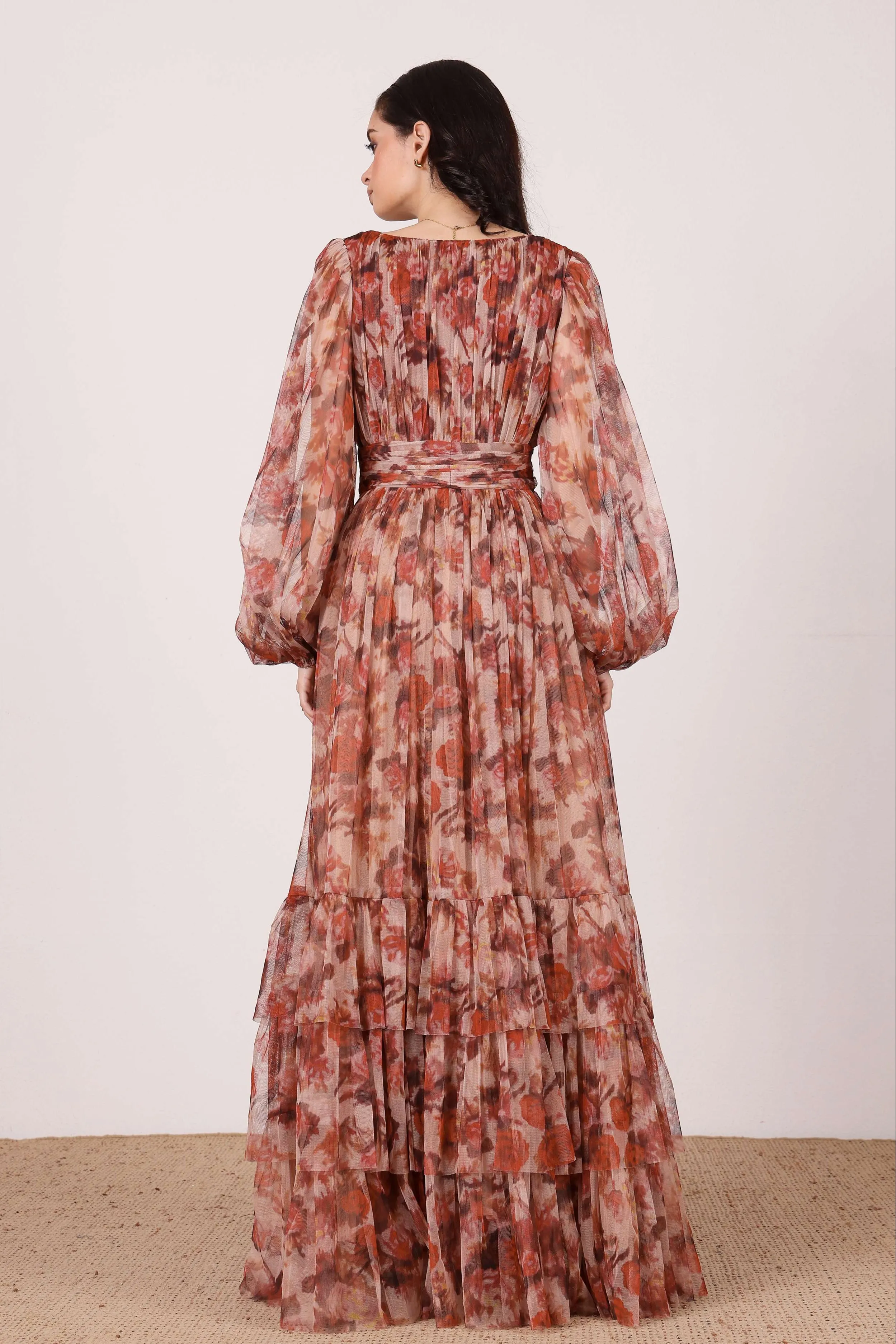 Long Sleeve Madison Maxi Dress in Rose Floral sold by Lace & Beads product image thumbnail 2