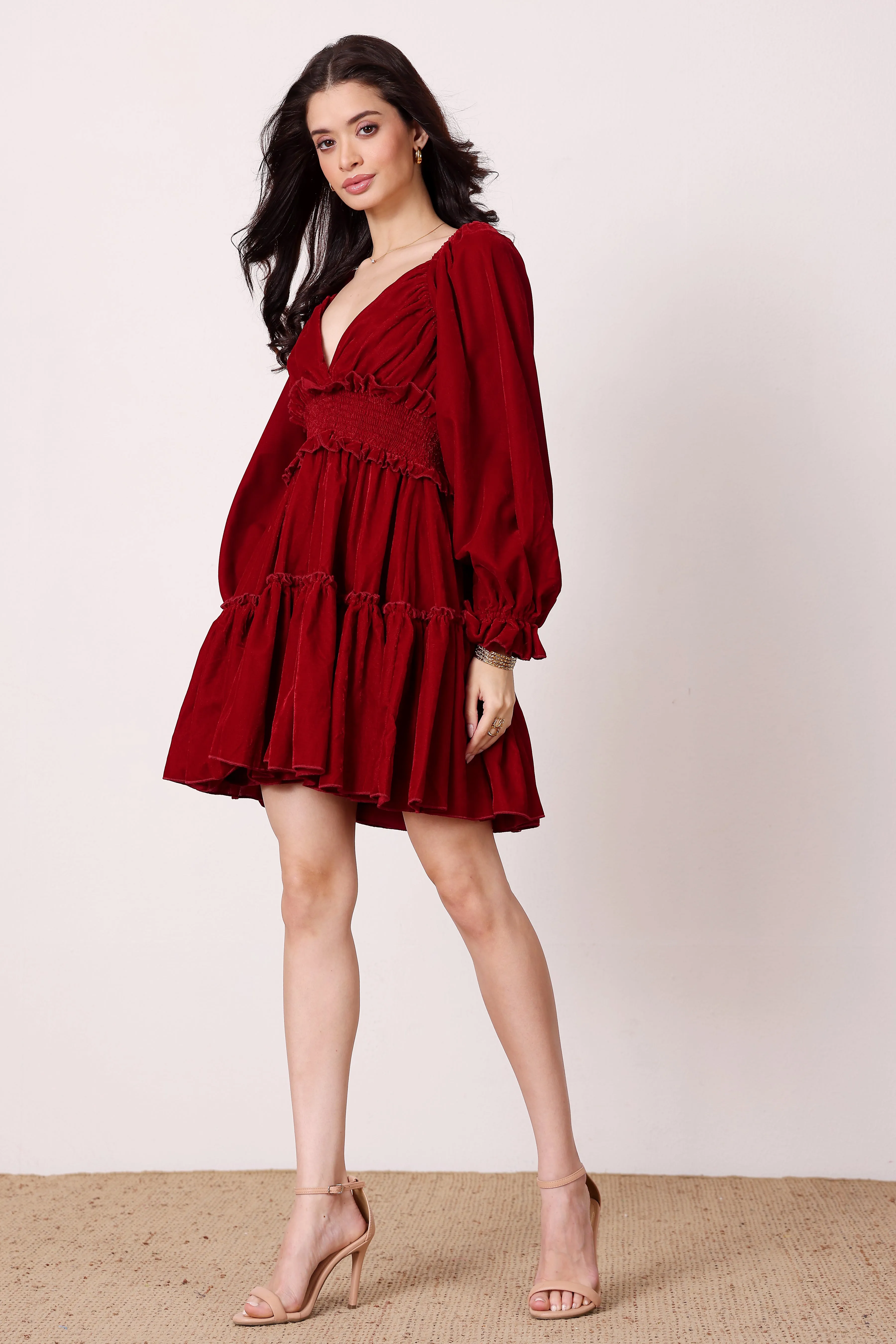 Montana Velvet Mini Dress in Red sold by Lace & Beads product image thumbnail 5