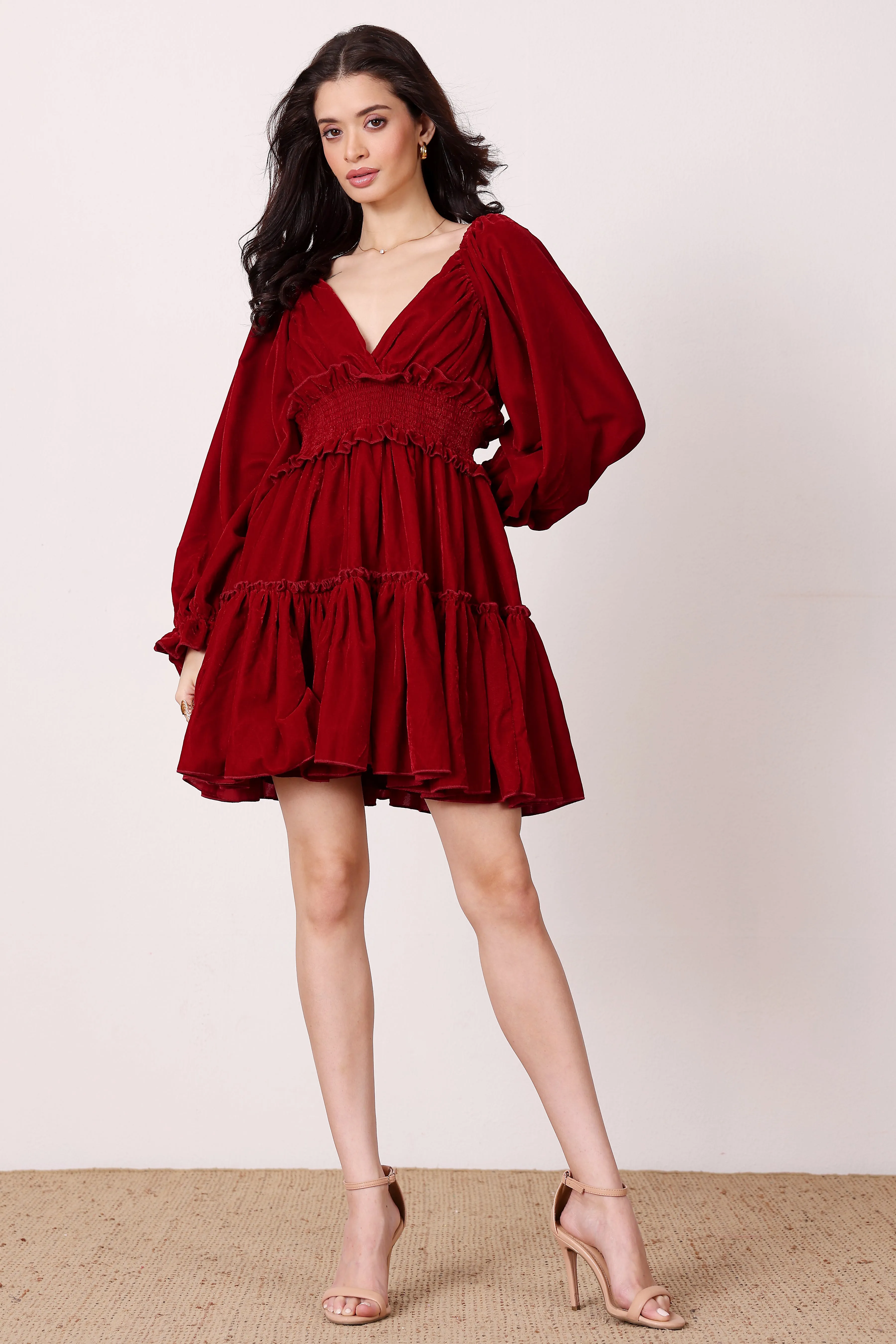 Montana Velvet Mini Dress in Red sold by Lace & Beads product image thumbnail 3