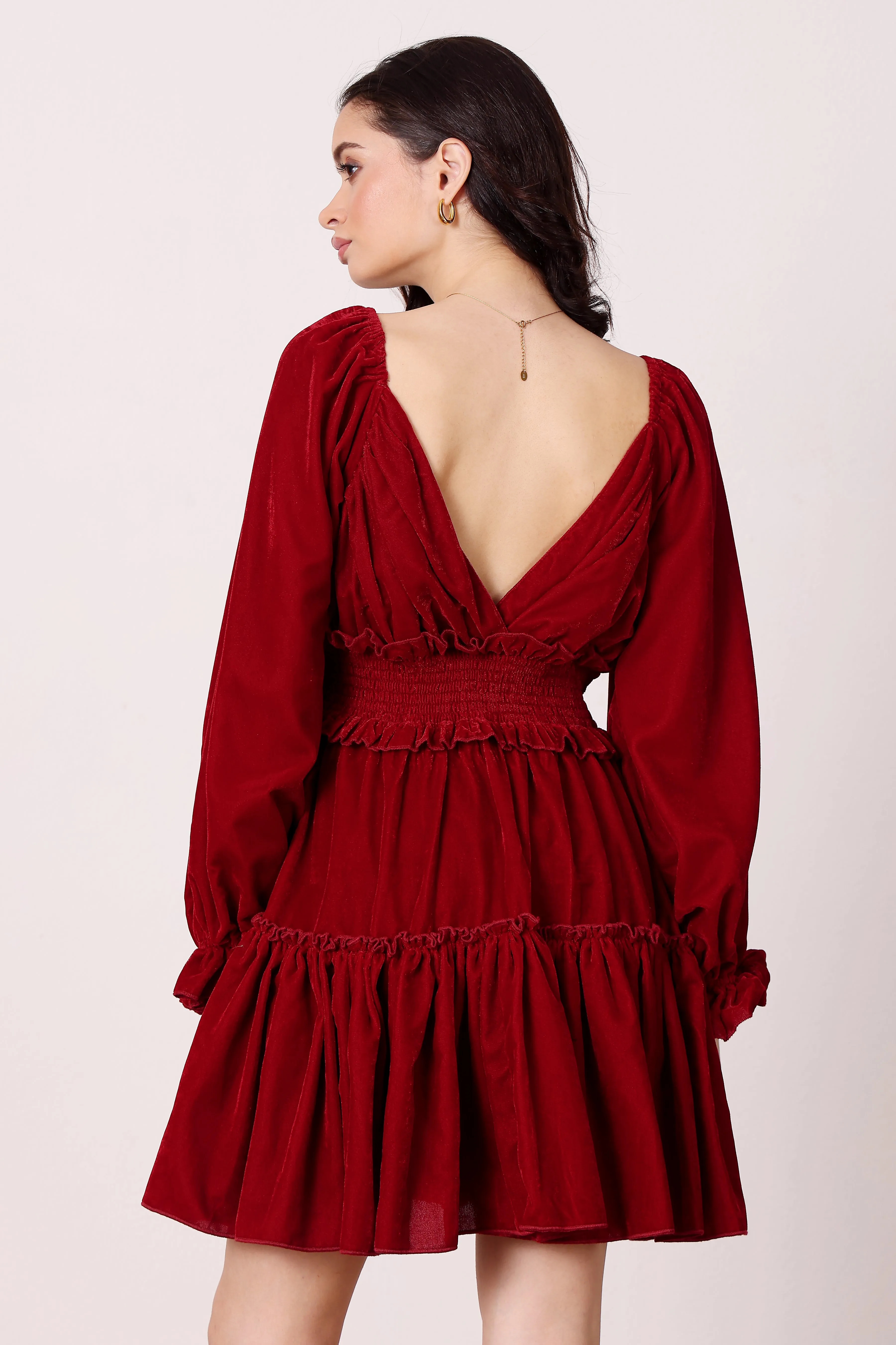 Montana Velvet Mini Dress in Red sold by Lace & Beads product image thumbnail 4