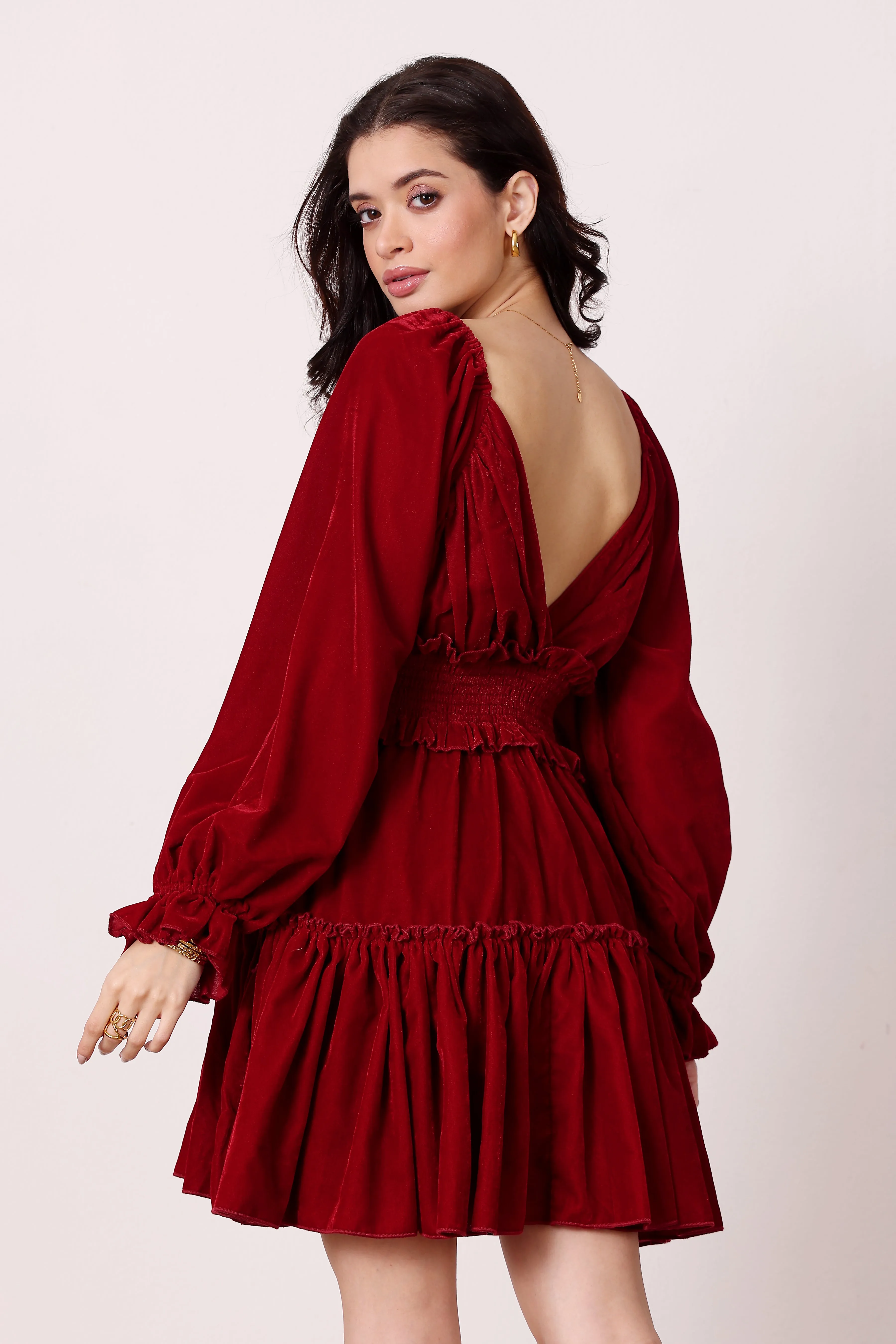 Montana Velvet Mini Dress in Red sold by Lace & Beads product image thumbnail 2