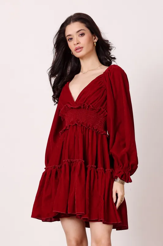 Montana Velvet Mini Dress in Red made by Lace & Beads
