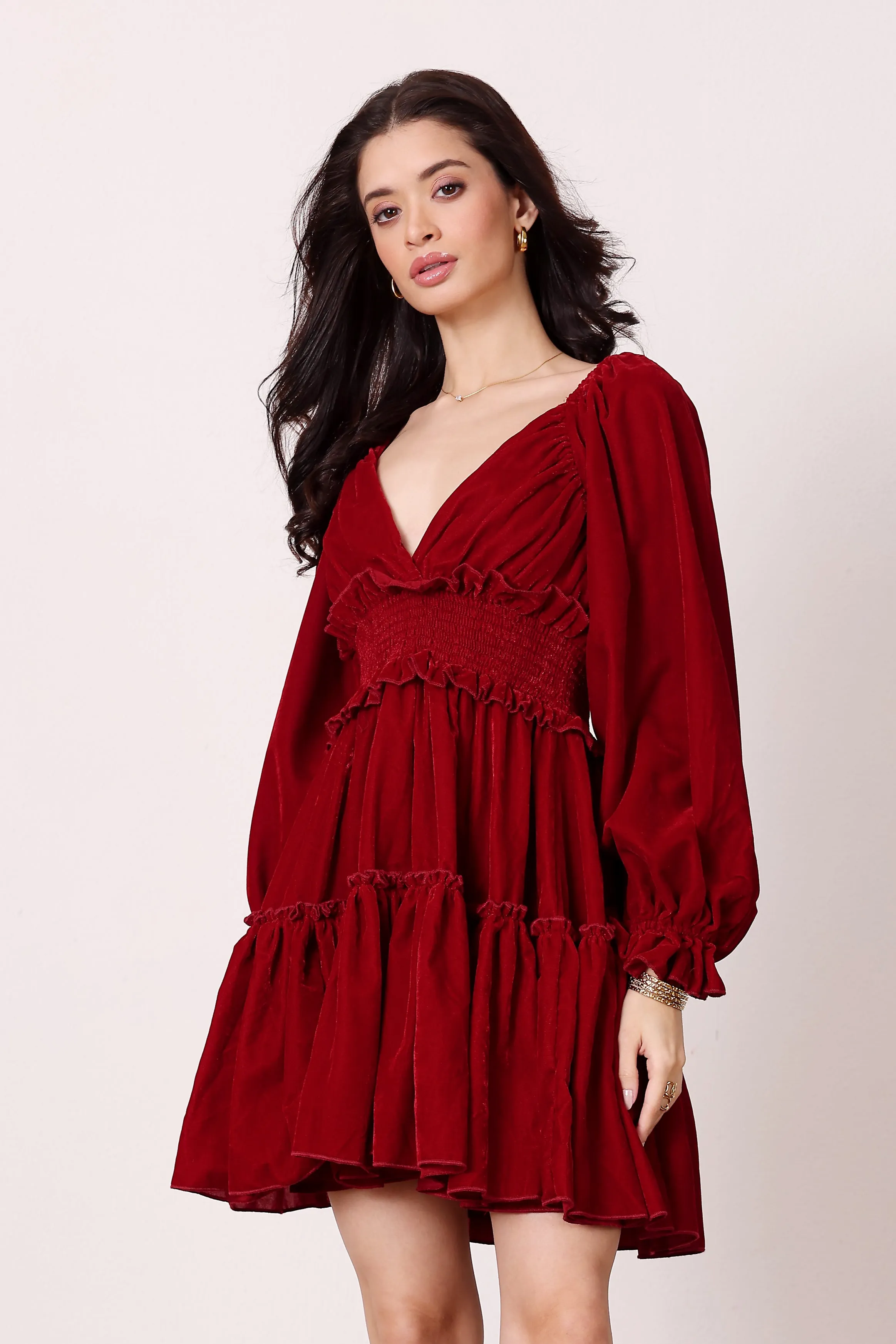 Montana Velvet Mini Dress in Red sold by Lace & Beads