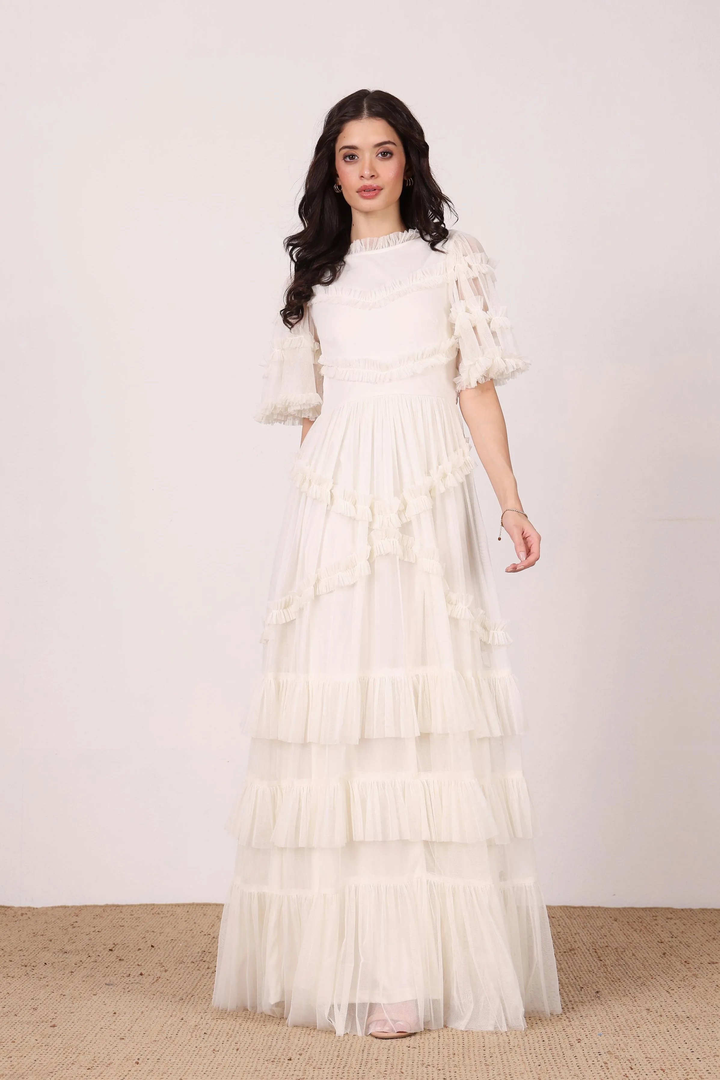 Florine Maxi Dress in Soft Cream sold by Lace & Beads