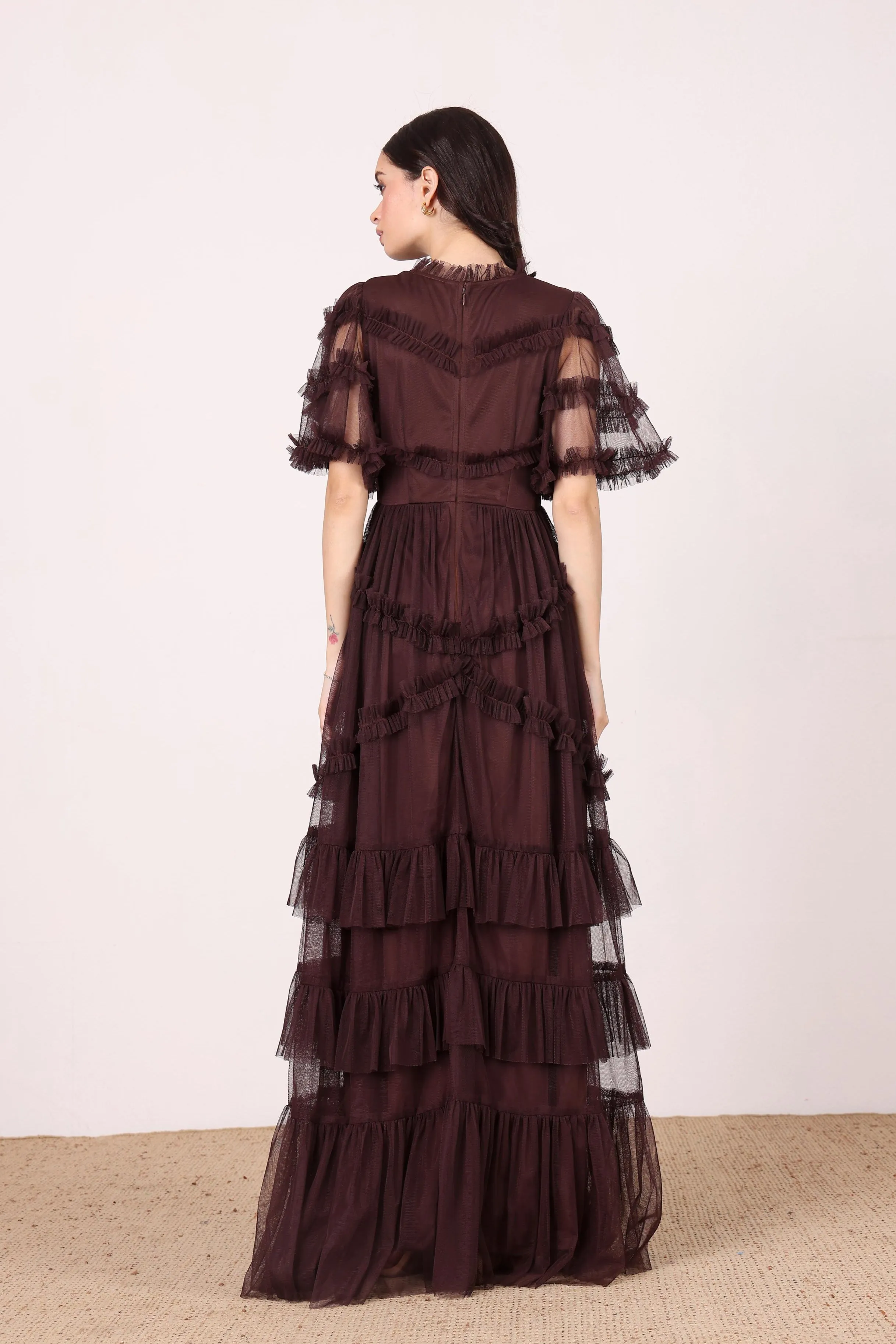 Florine Maxi Dress in Chocolate Plum sold by Lace & Beads product image thumbnail 3