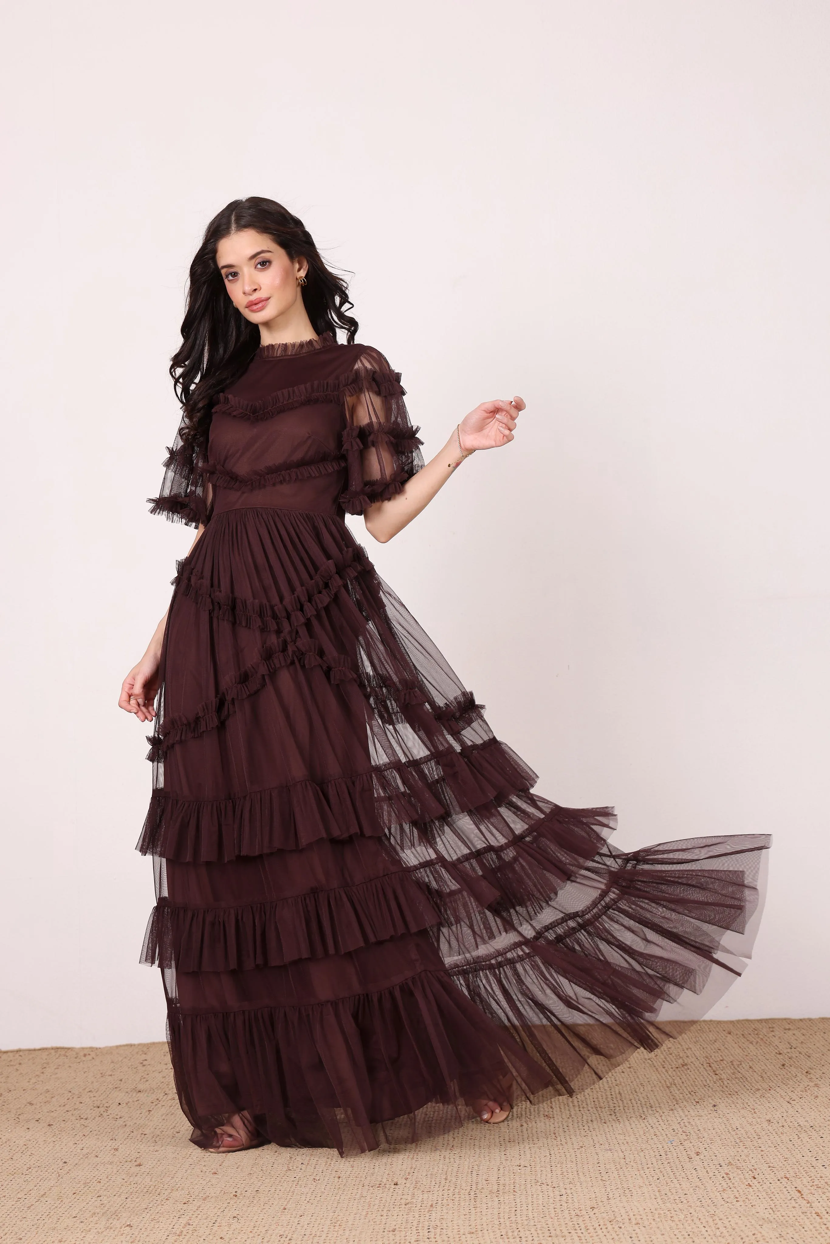 Florine Maxi Dress in Chocolate Plum sold by Lace & Beads product image thumbnail 5