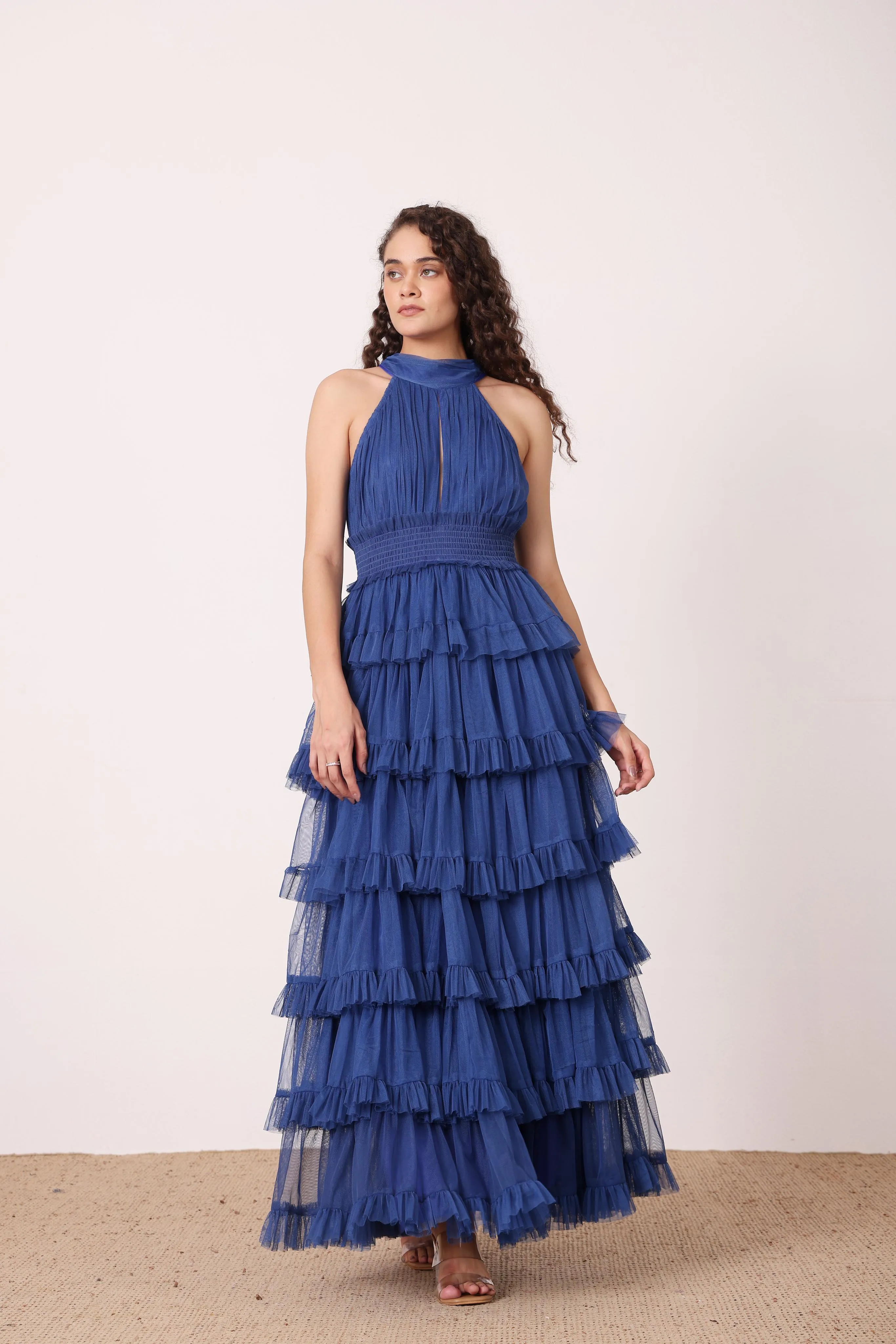 Lucerne High Neck Maxi Dress in Cobalt Blue sold by Lace & Beads product image thumbnail 5