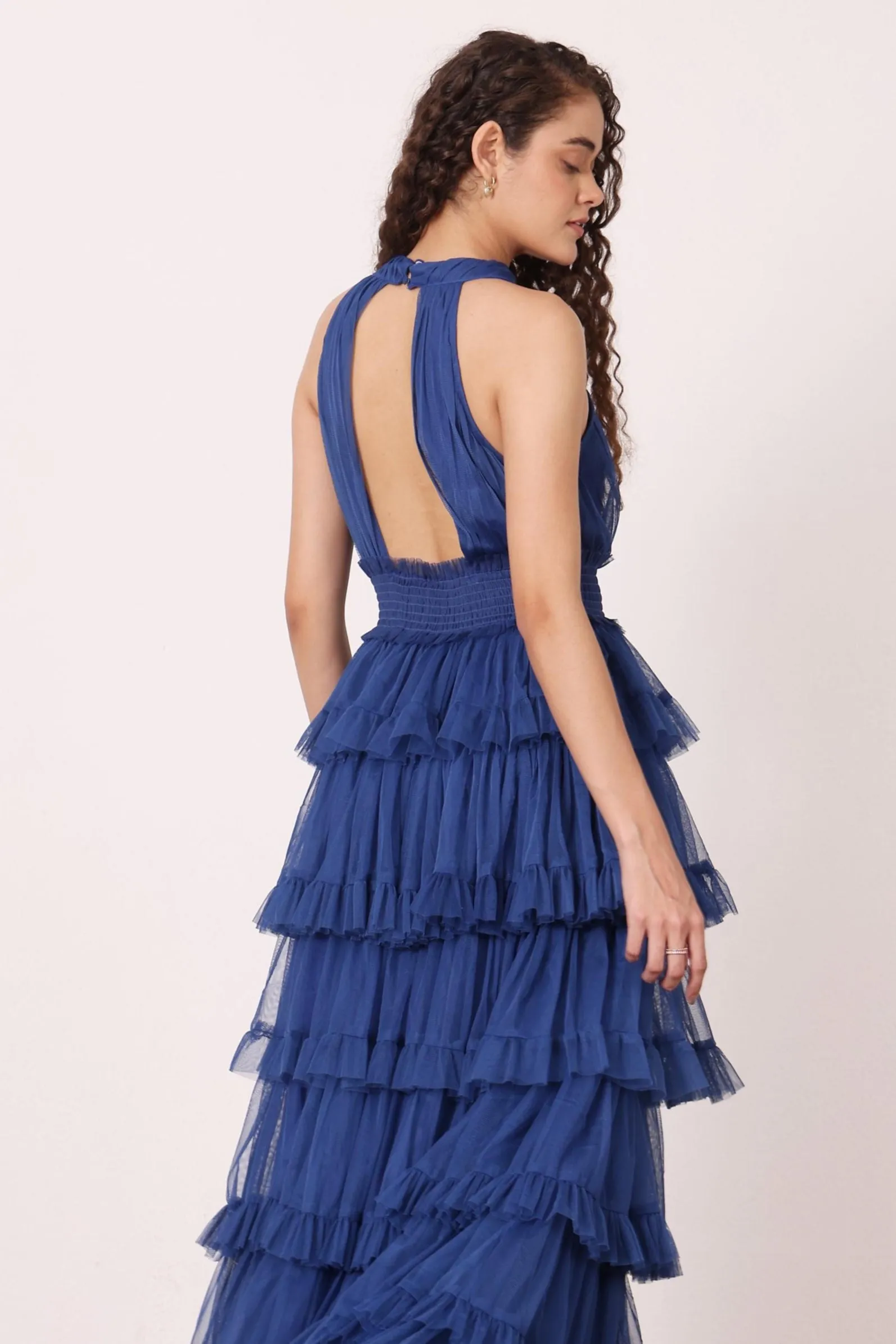 Lucerne High Neck Maxi Dress in Cobalt Blue sold by Lace & Beads product image thumbnail 2
