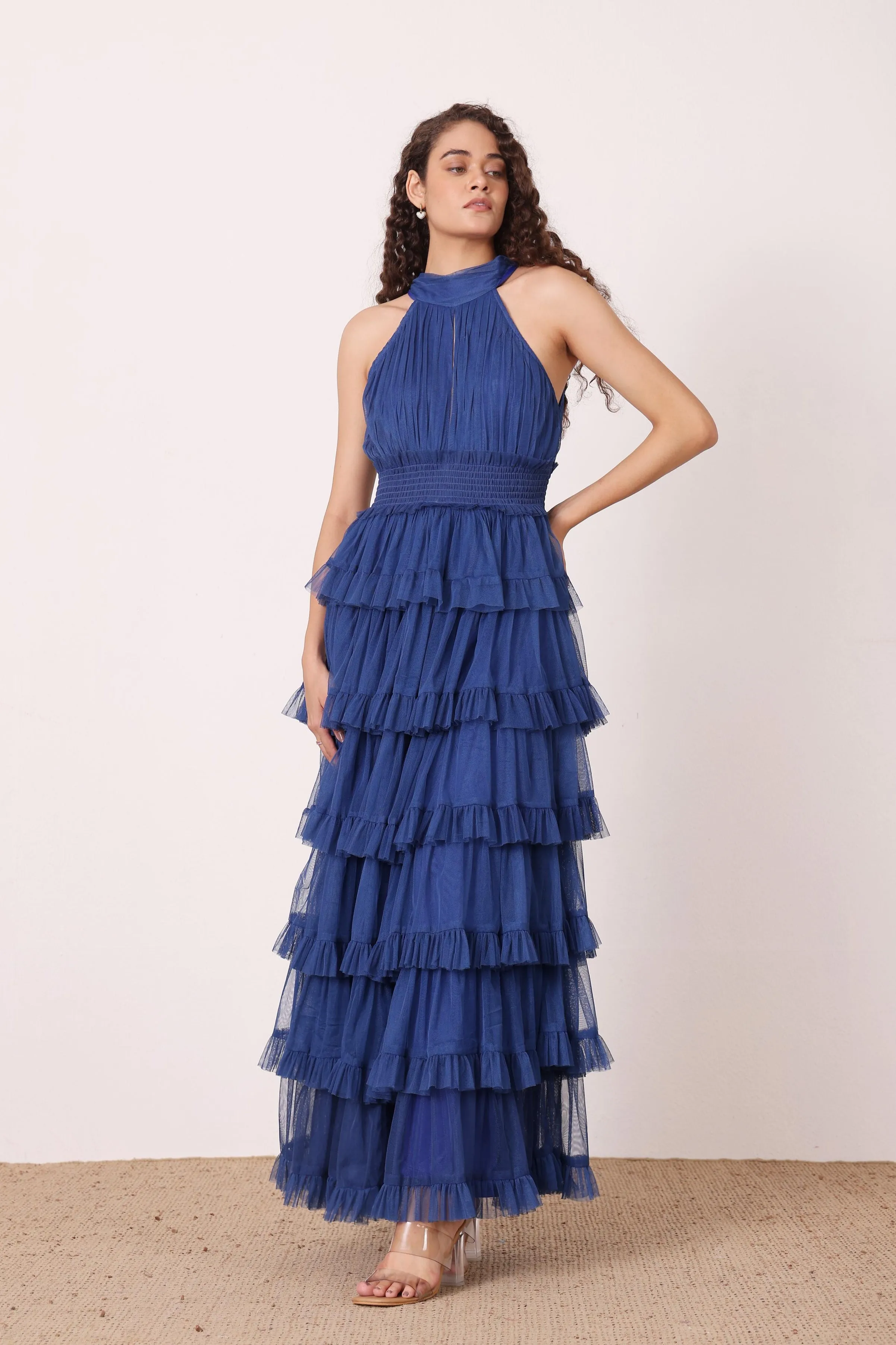 Lucerne High Neck Maxi Dress in Cobalt Blue sold by Lace & Beads product image thumbnail 4