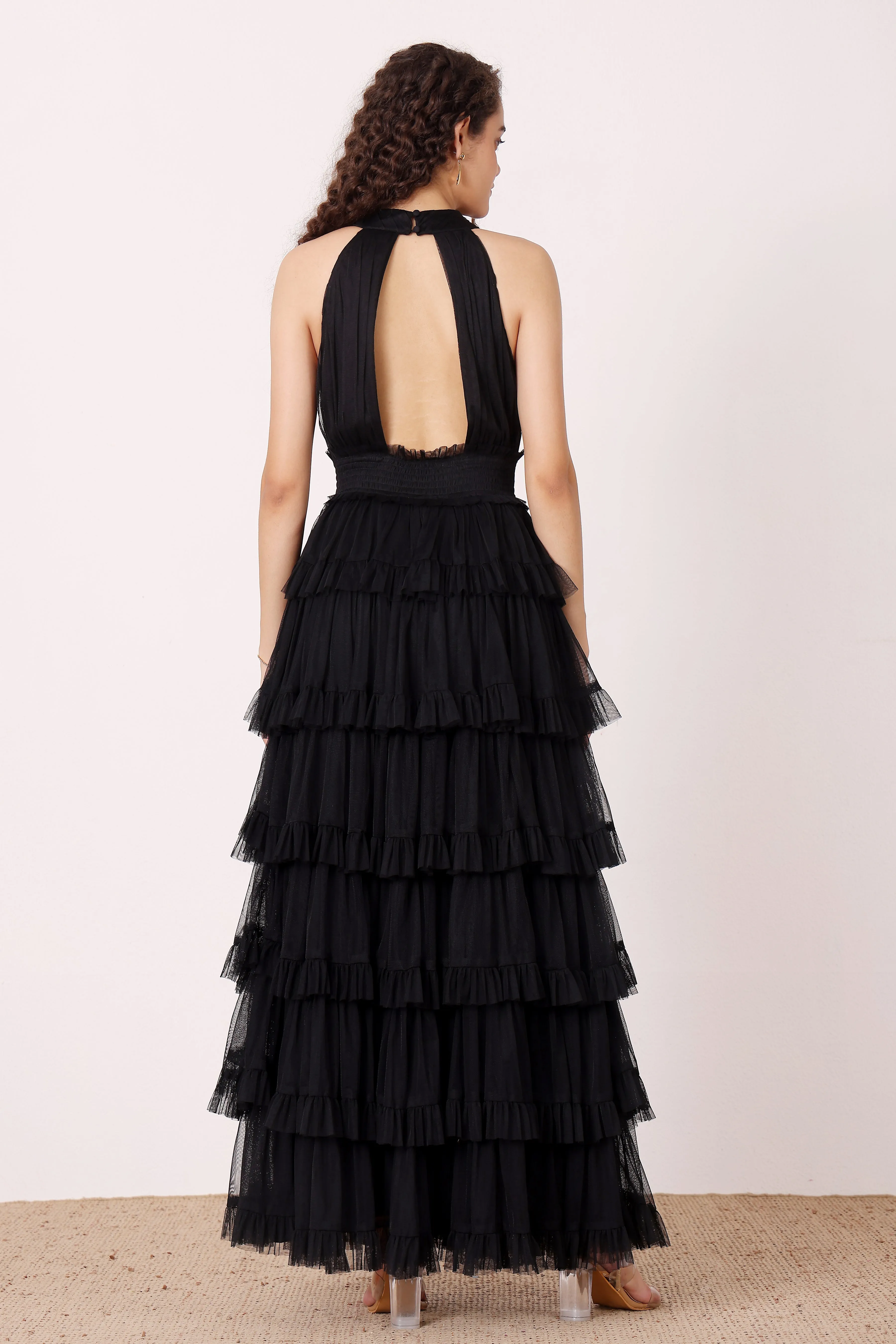 Lucerne High Neck Maxi Dress in Black sold by Lace & Beads product image thumbnail 2