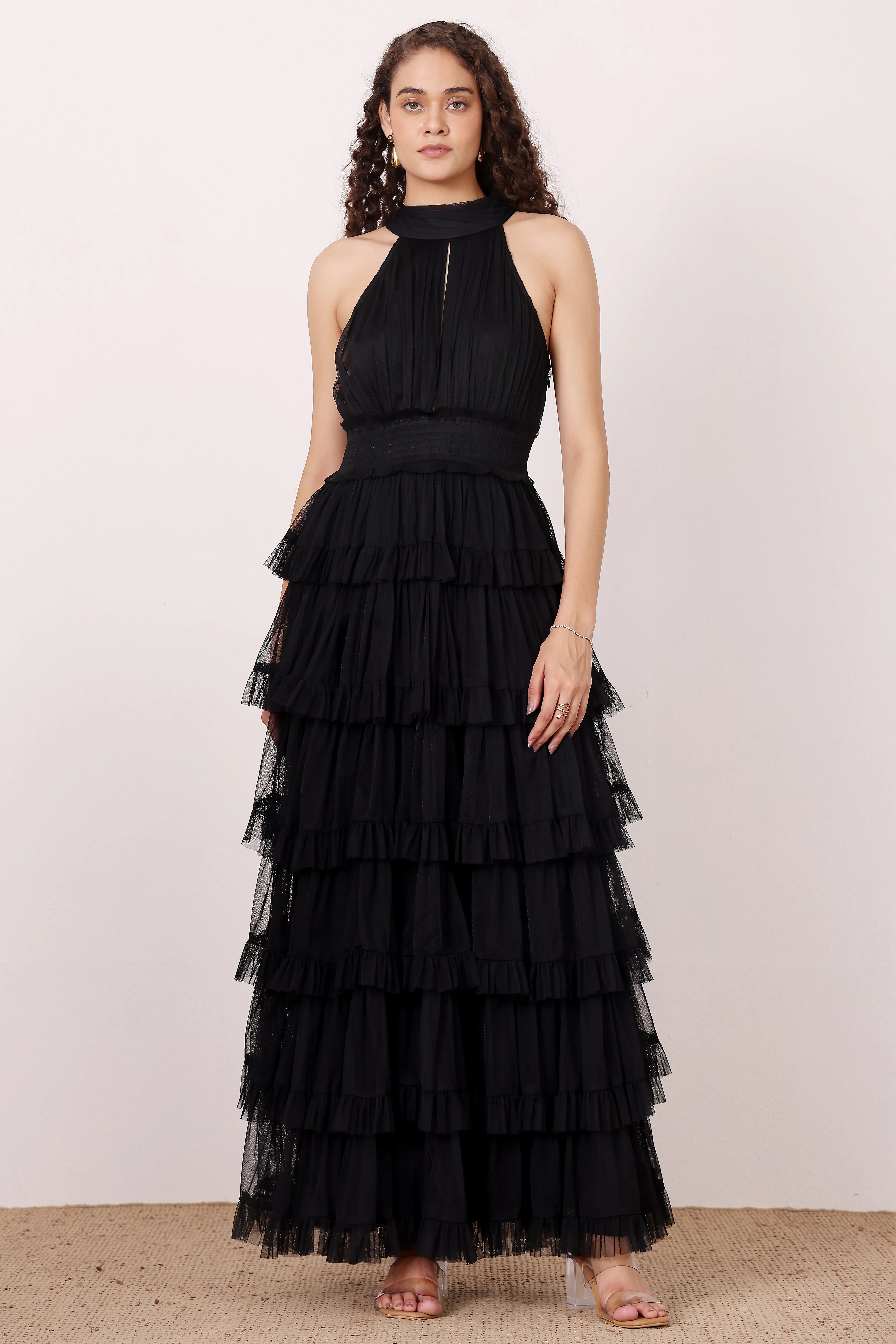 Lucerne High Neck Maxi Dress in Black sold by Lace & Beads product image thumbnail 3
