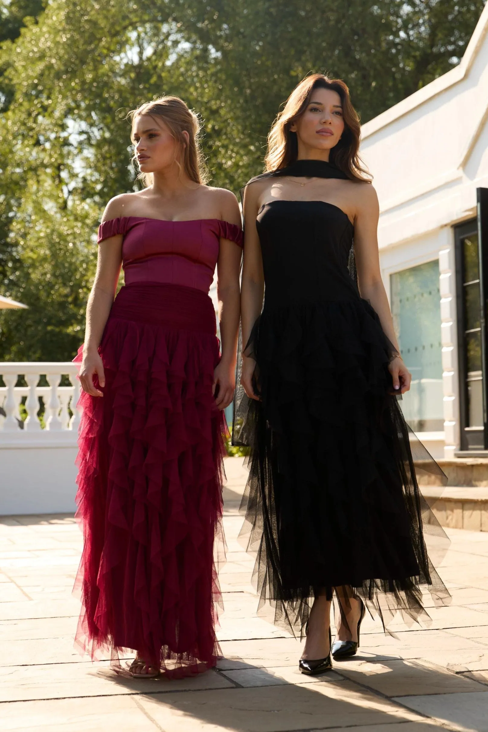 Twilight Strapless Maxi Dress With Scarf In Black sold by Lace & Beads
