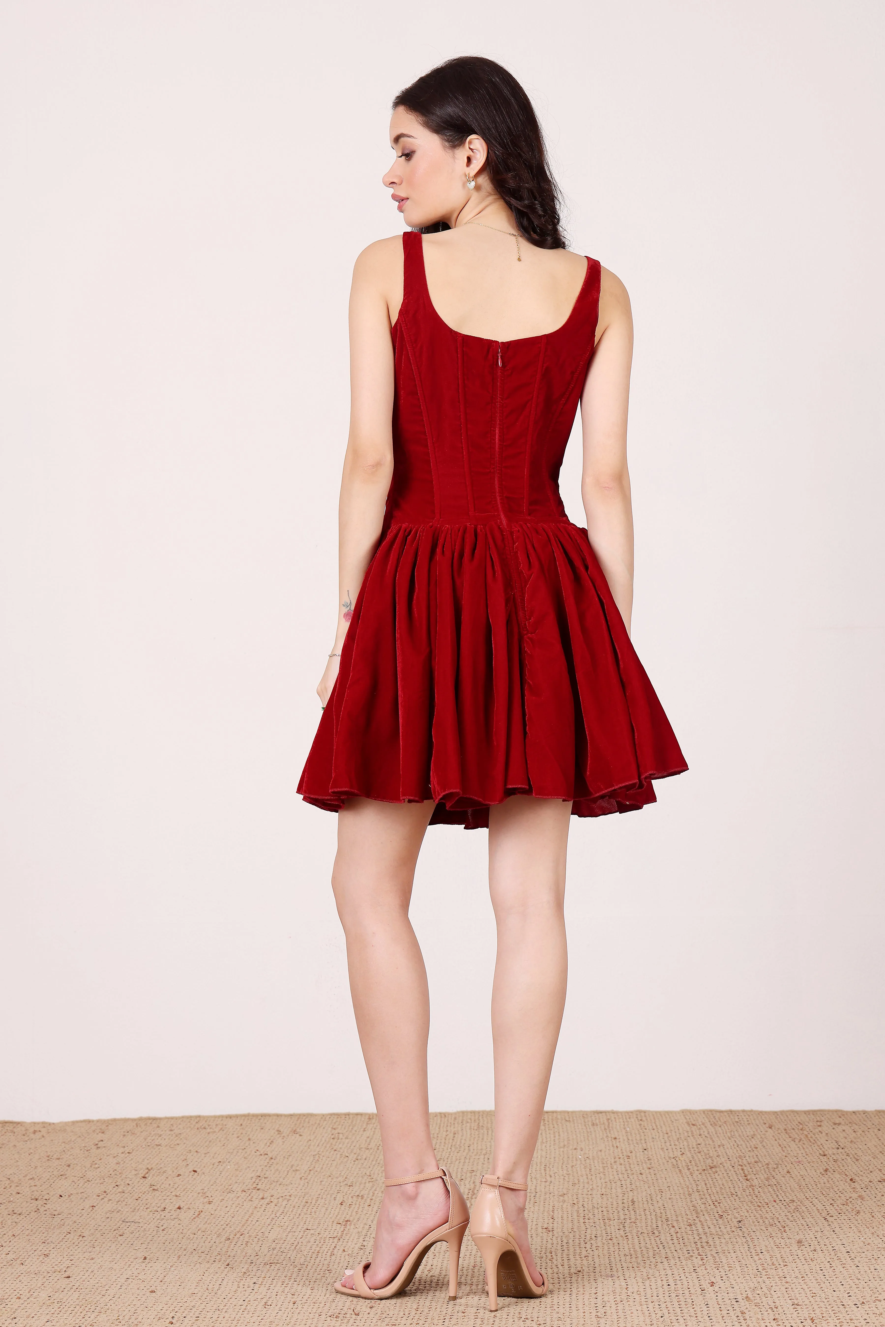 Quest Velvet Corset Mini Dress in Red sold by Lace & Beads product image thumbnail 5