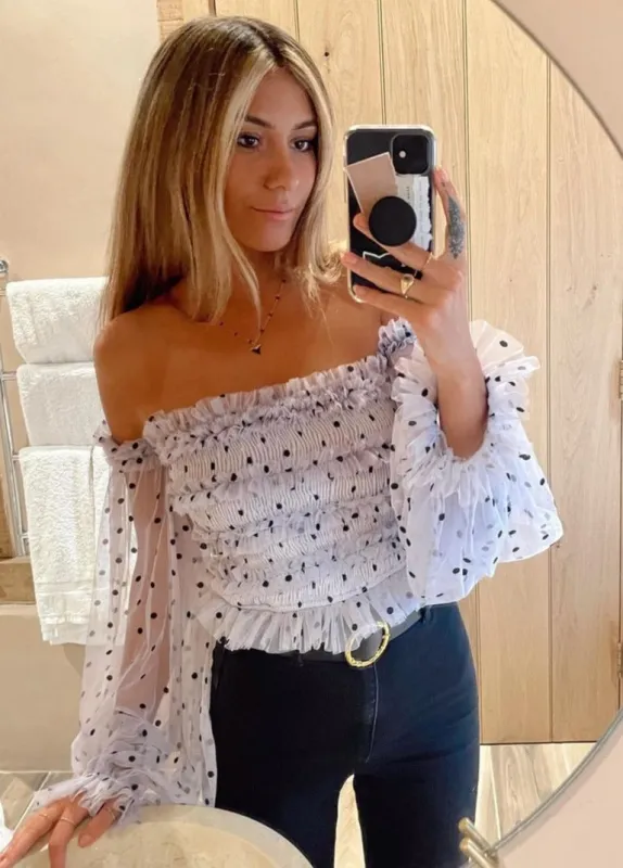 Rolf Top in Lilac Polka sold by Lace & Beads