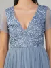 Maddie Embellished Midi in Dusty Blue sold by Lace & Beads