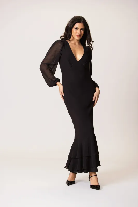 Keziah Chiffon Maxi Dress in Black made by Lace & Beads