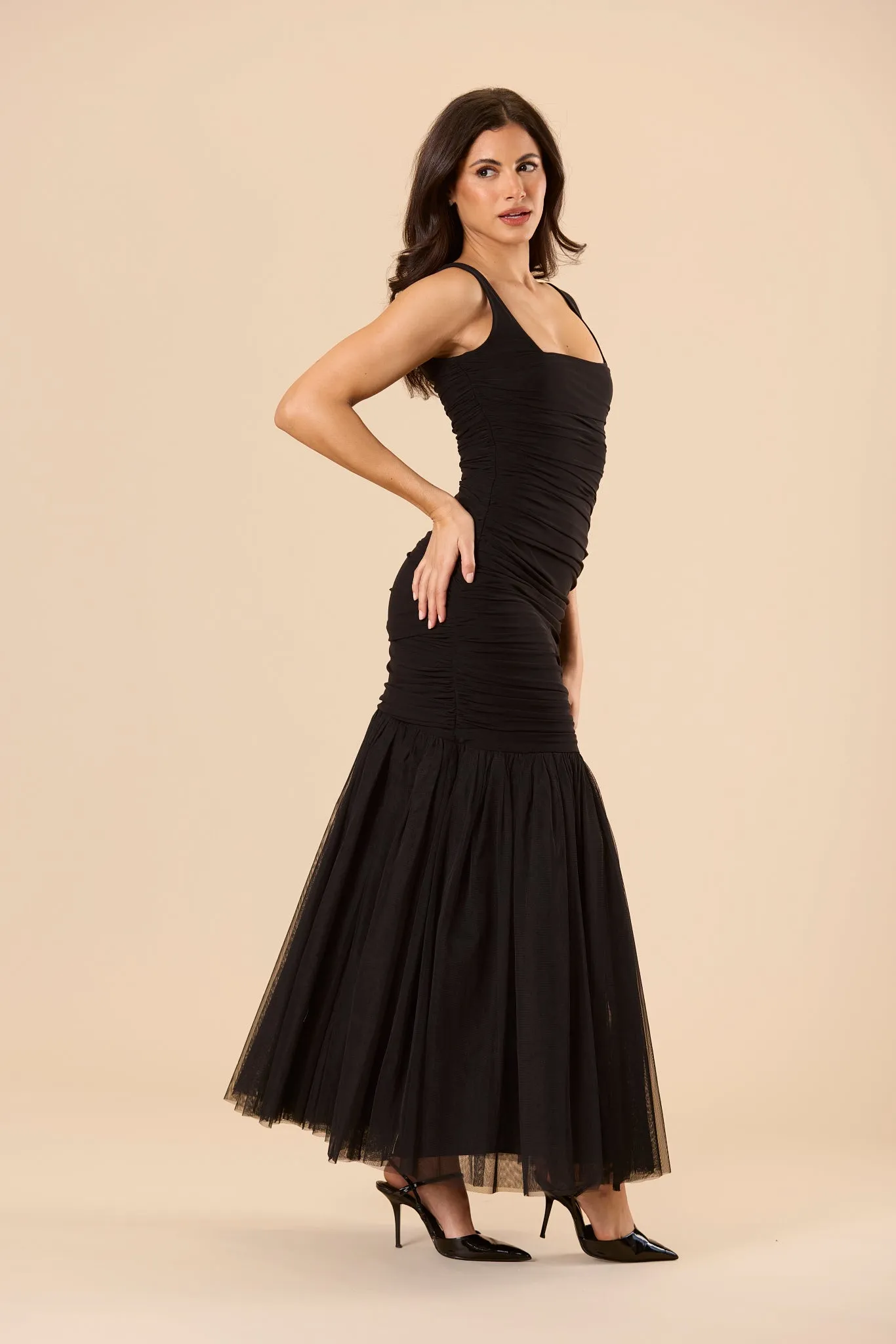 Tiana Tulle Maxi Dress in Black sold by Lace & Beads product image thumbnail 4