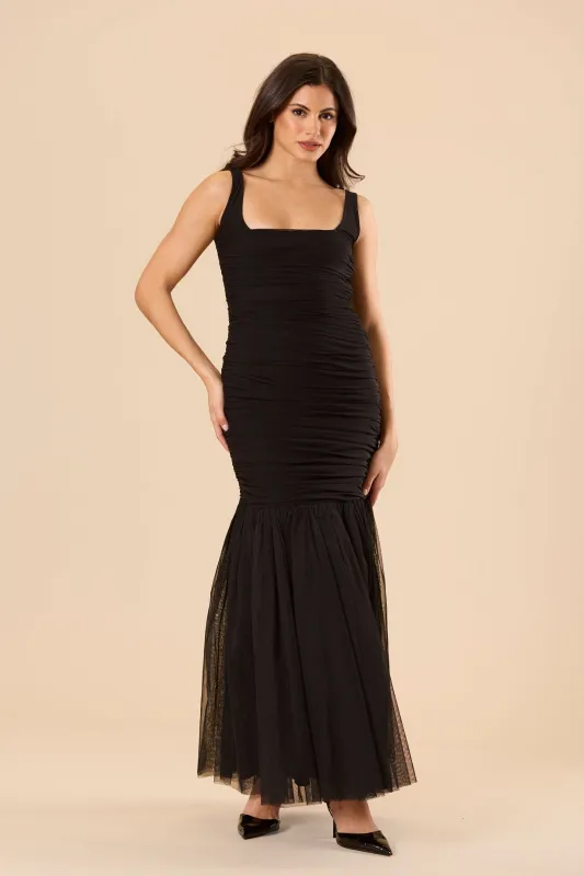 Tiana Tulle Maxi Dress in Black made by Lace & Beads