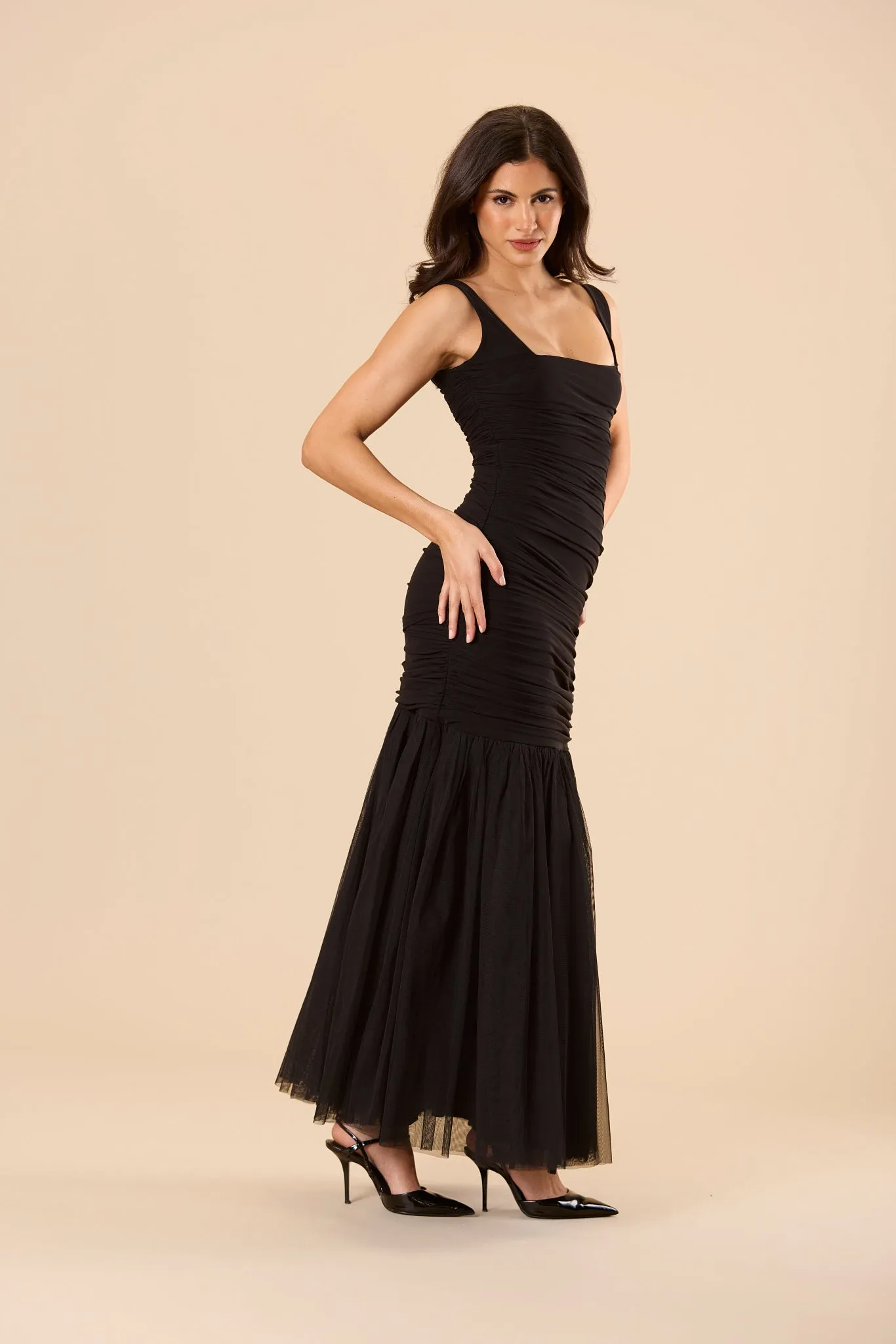 Tiana Tulle Maxi Dress in Black sold by Lace & Beads product image thumbnail 5