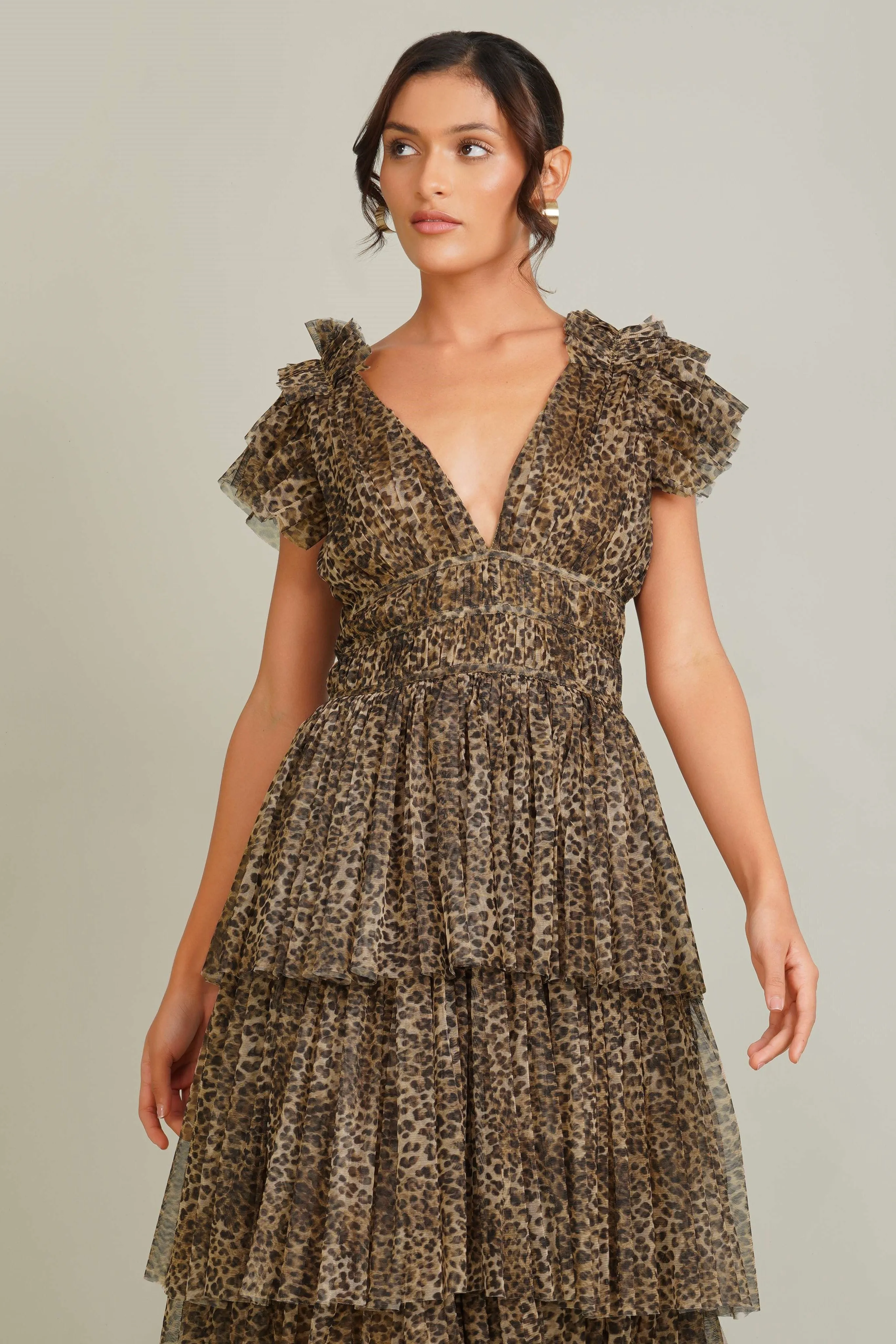 Naomi Tulle Maxi Dress in Animal Print sold by Lace & Beads product image thumbnail 3