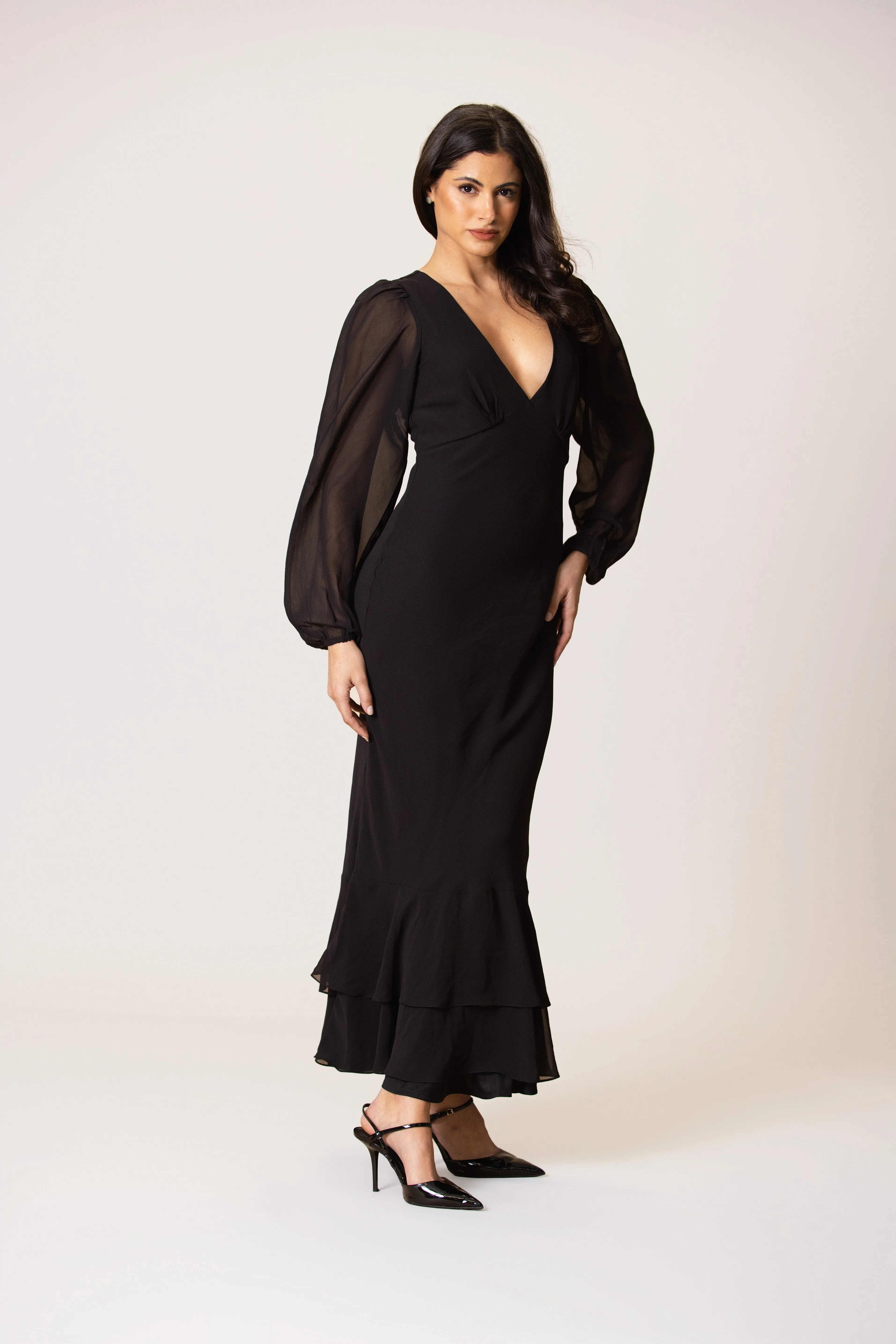 Keziah Chiffon Midaxi Dress in Black sold by Lace & Beads product image thumbnail 5