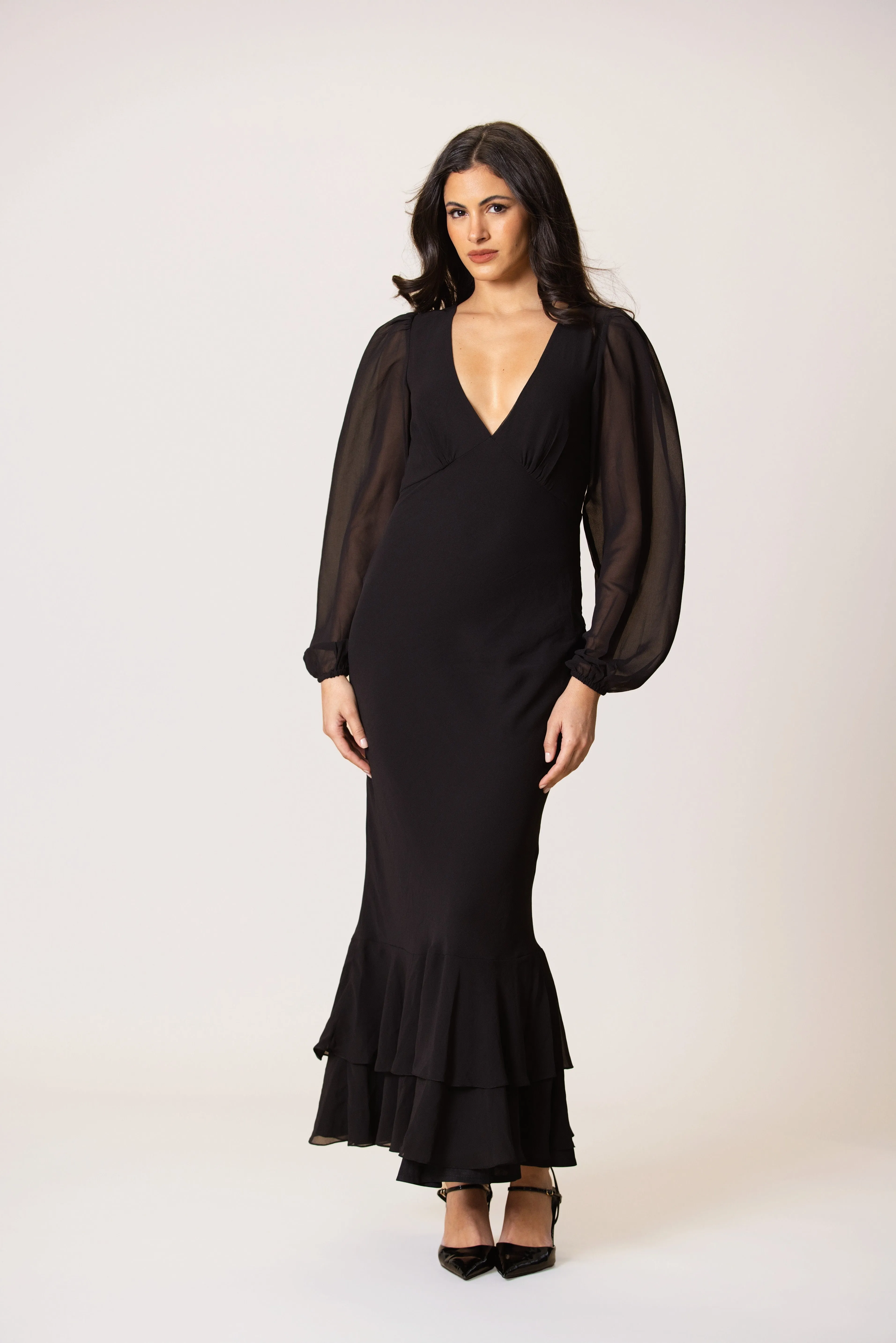Keziah Chiffon Midaxi Dress in Black sold by Lace & Beads product image thumbnail 3